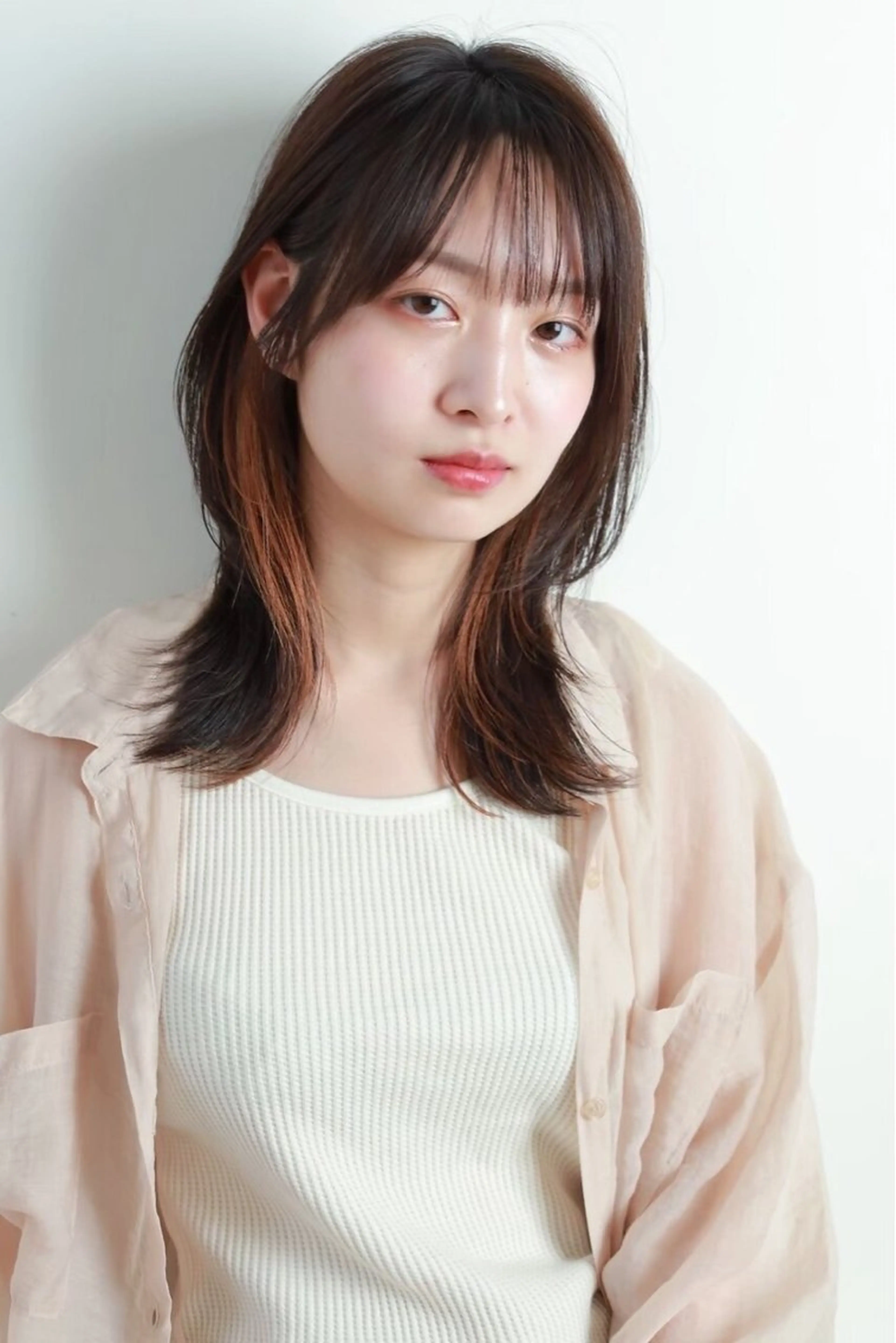 ミディアム カラー ヘアカラー ひなた 艶カラー/渋谷のヘアスタイル