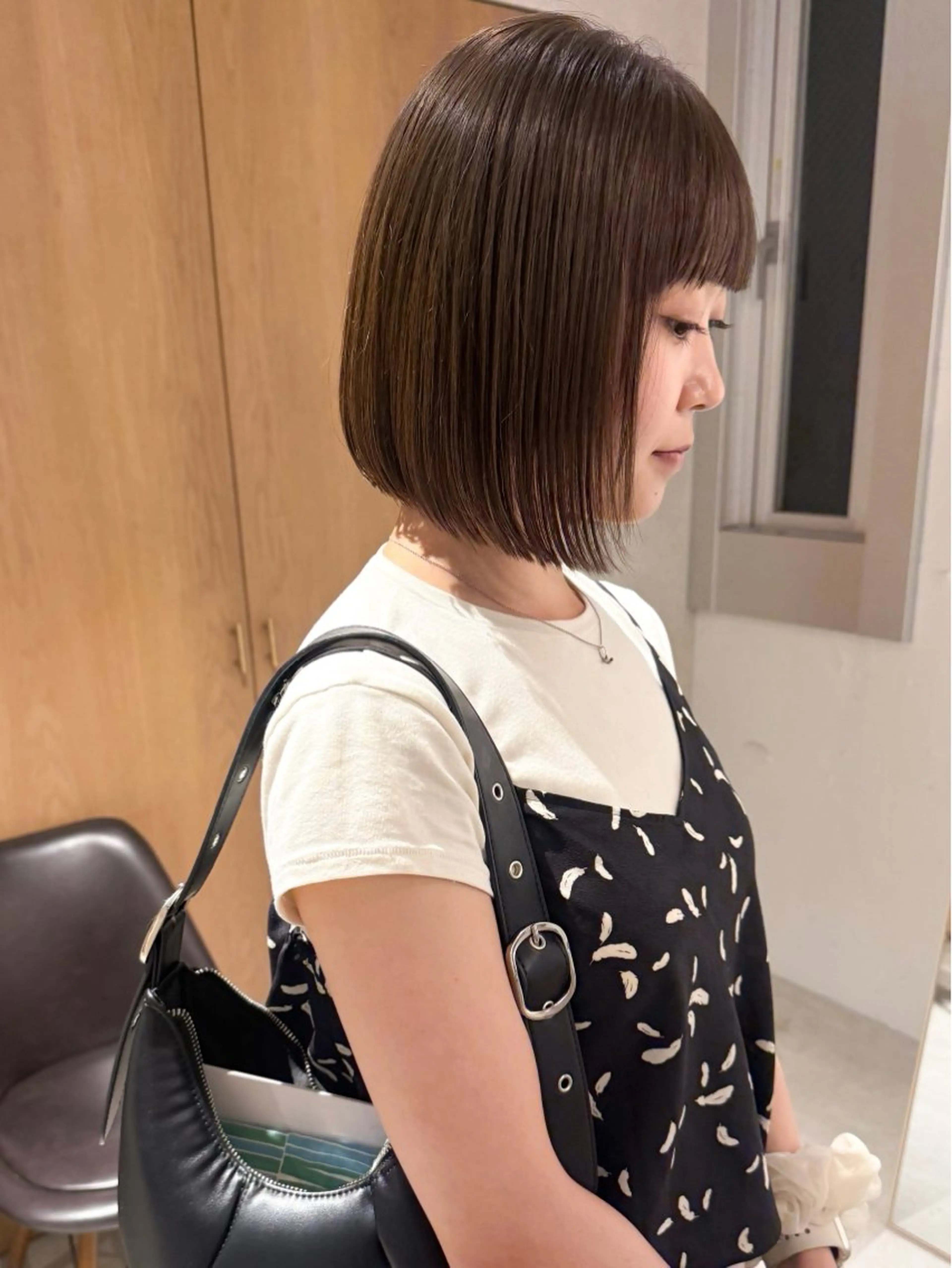 ショート カラー カット ヘアカラー トリートメント 似合わせぷつっとボブ 縮毛矯正 久保田彩菜のヘアスタイル