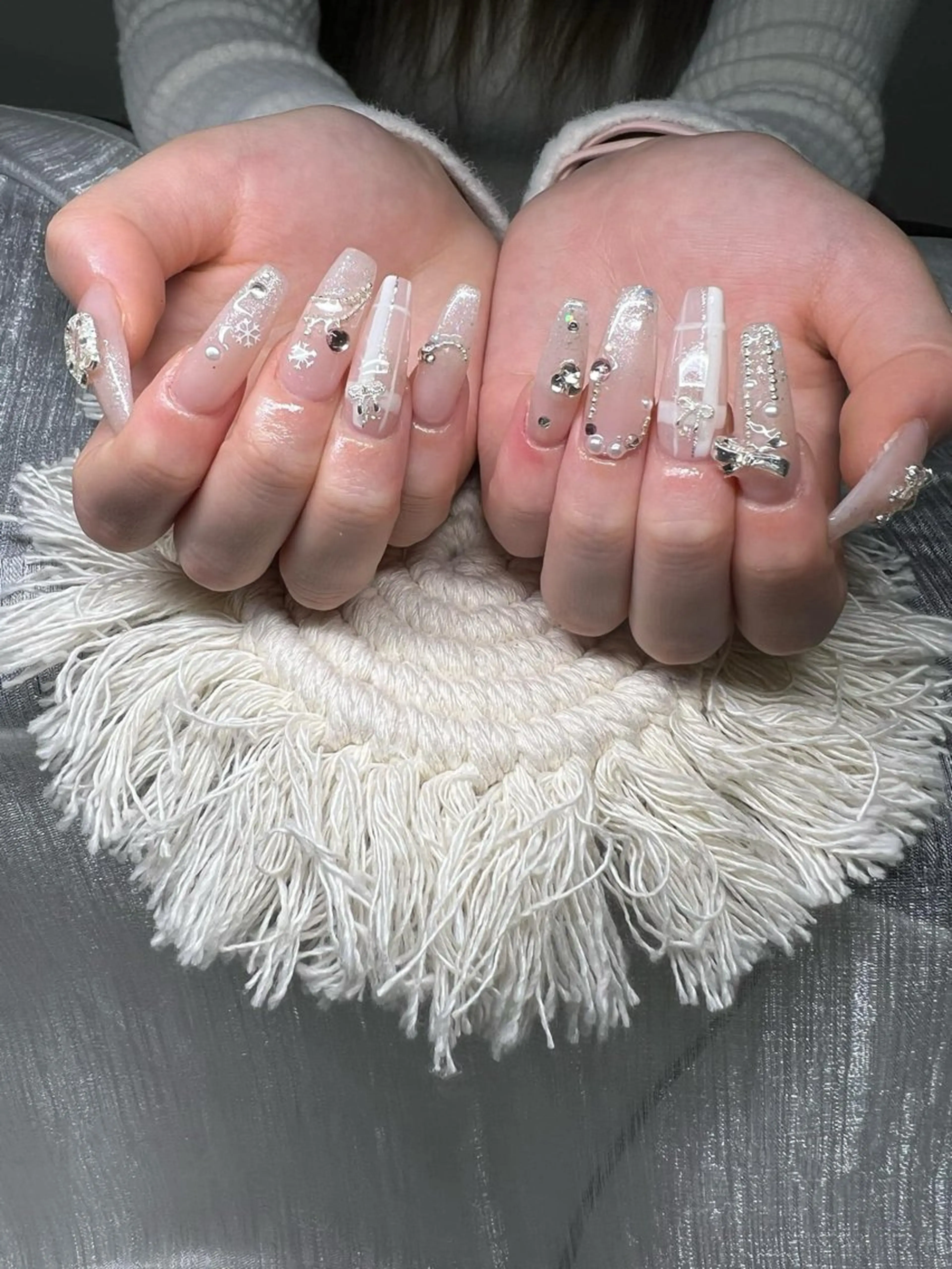 ネイル オーロラネイル チークネイル 長さ出し フットネイル フレンチネイル Lee Nails チップ長さだし専門店のネイルデザイン