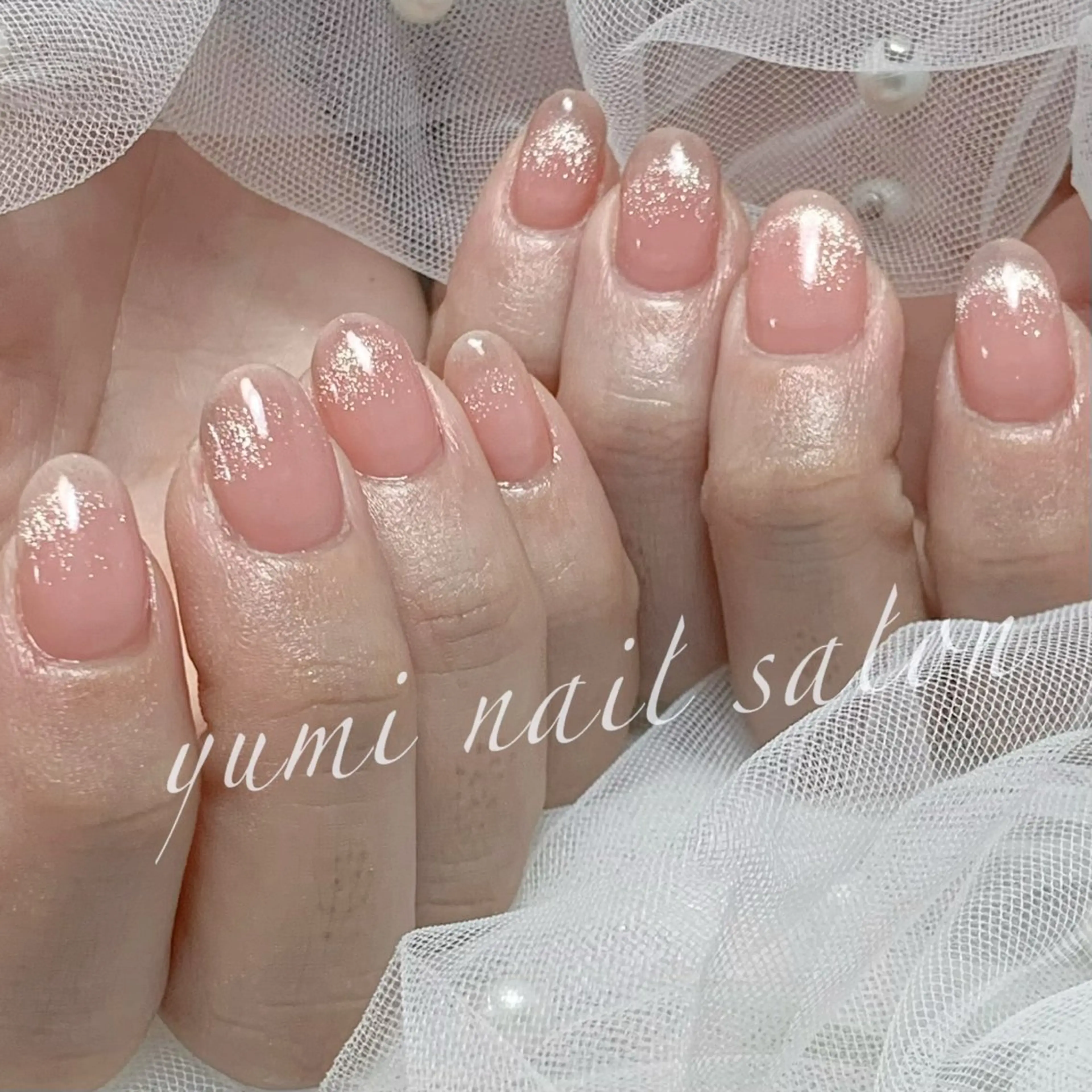 ネイル shineジェル& チップ長さだしのネイルデザイン