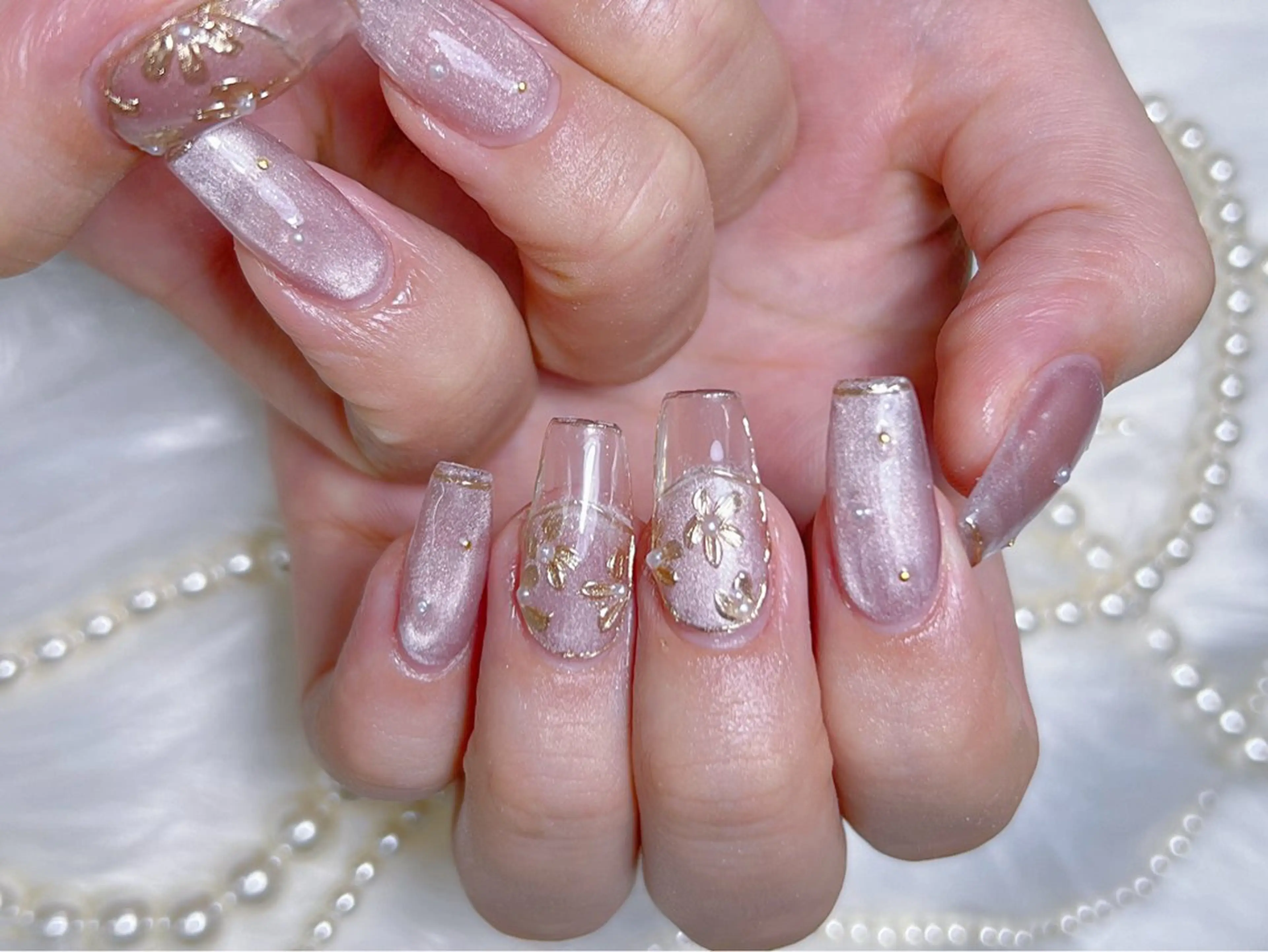 ネイル 長さ出し マグネットネイル スカルプネイル ワンホンネイル Moa nailのネイルデザイン