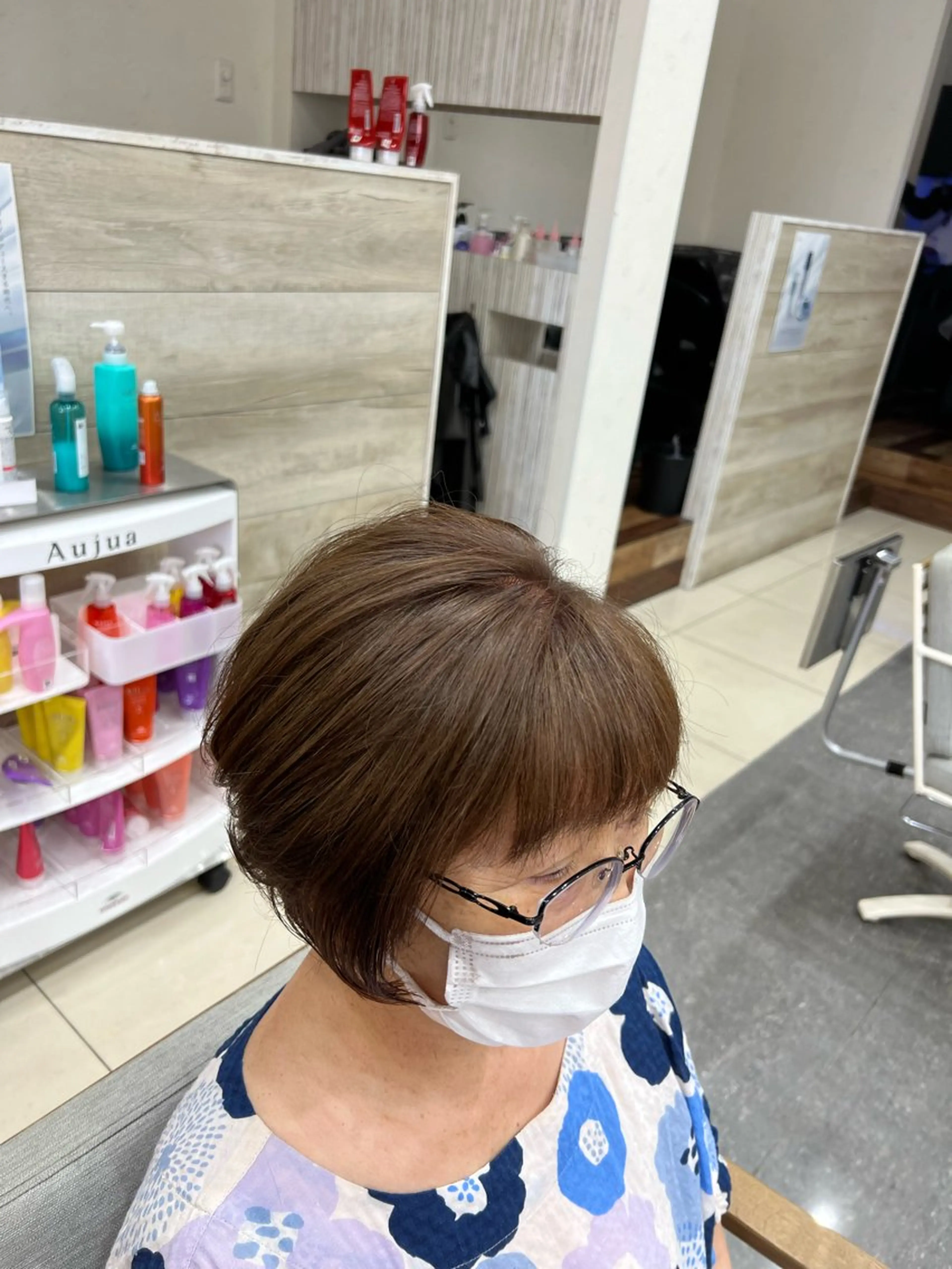 ショート カラー ヘアカラー トリートメント 太白区白髪ぼかし/ ボブカット/千葉達人のヘアスタイル