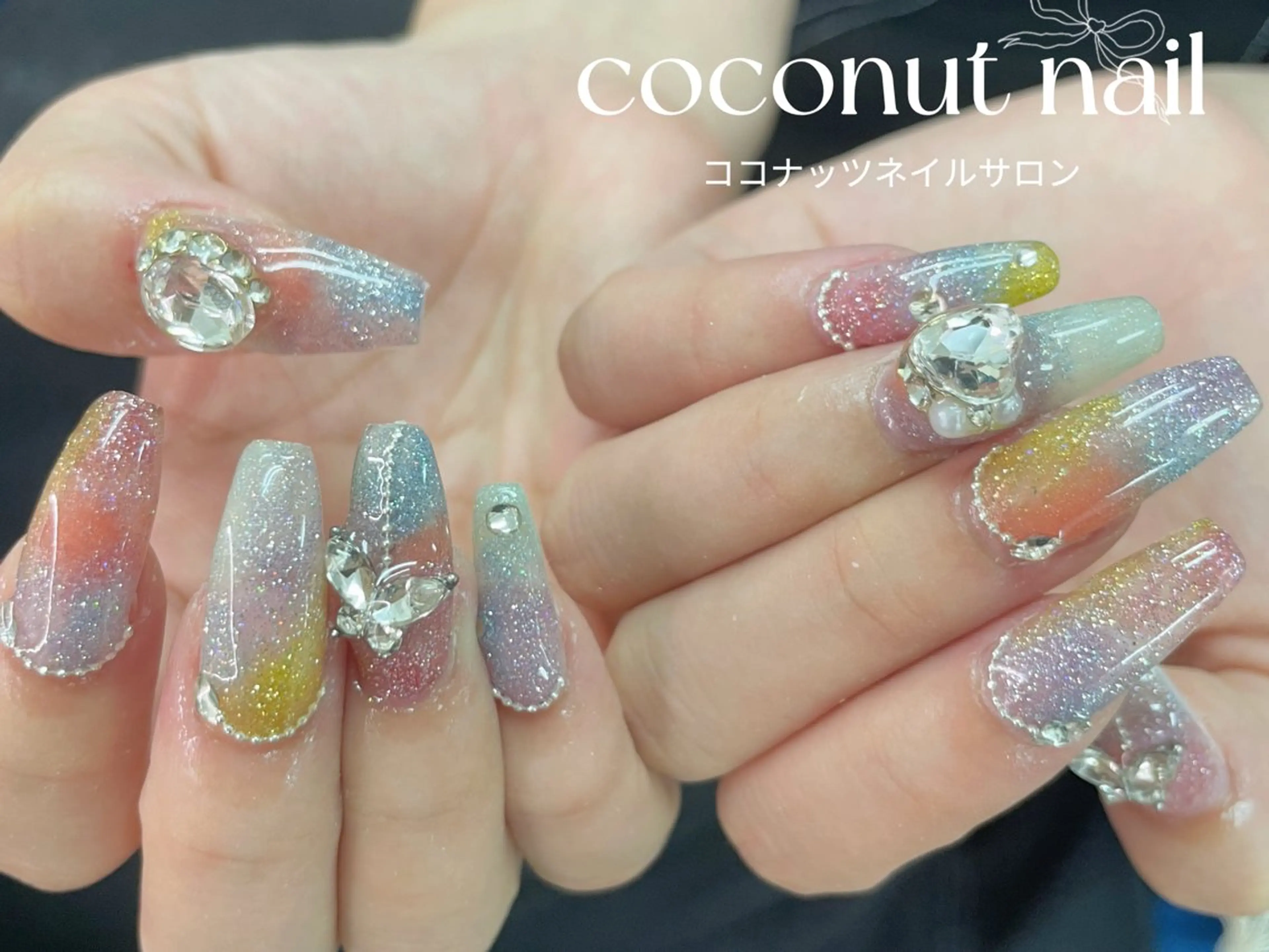ネイル べっ甲ネイル フレンチネイル キラキラネイル マグネットネイル 大理石ネイル(マーブル) ハンドネイル 神田 ココナッツのネイルデザイン