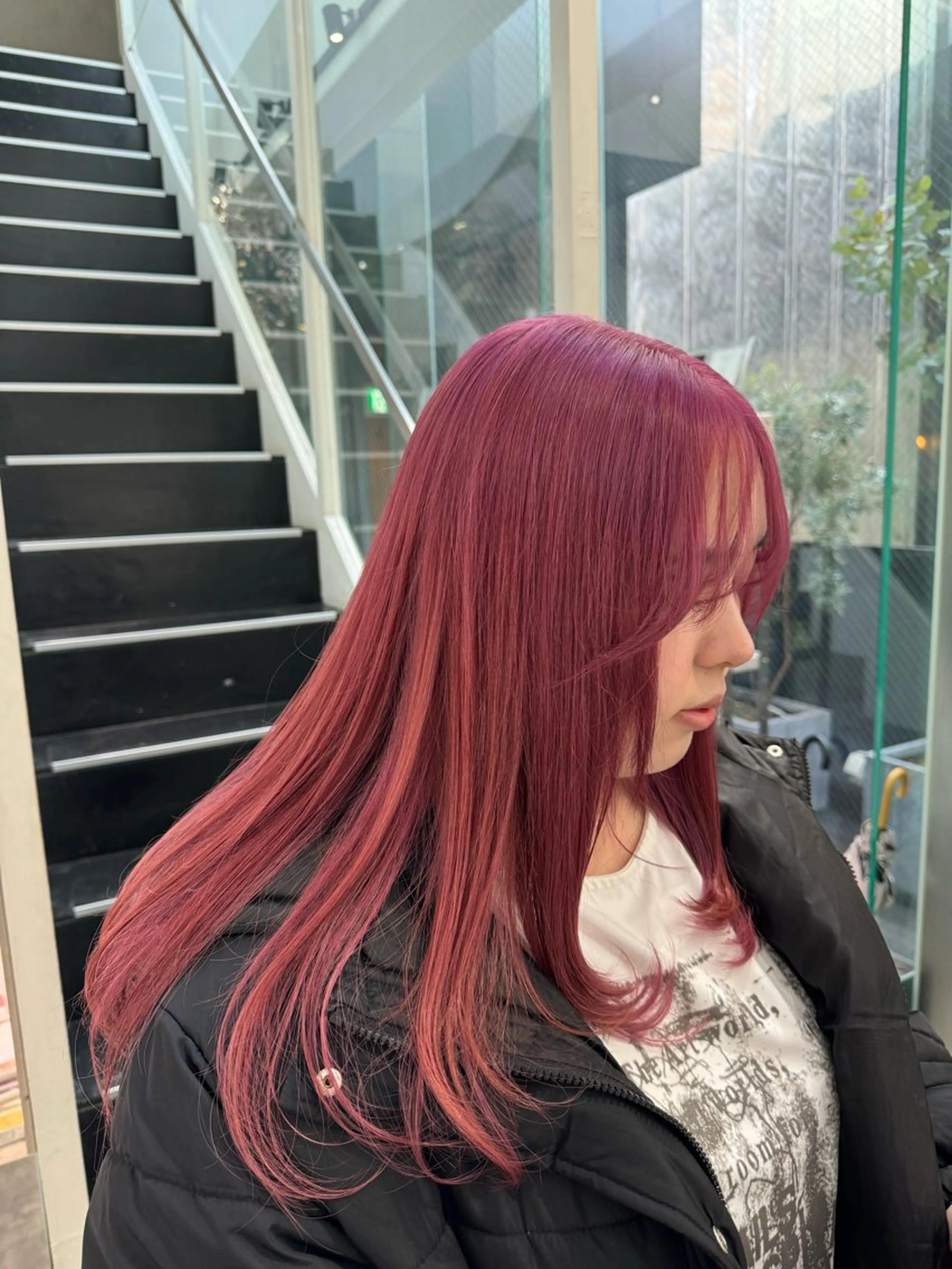 ロング カラー ピンクカラー ヘアカラー トリートメント mao/天神ブリーチ ハイトーンカラーのヘアスタイル