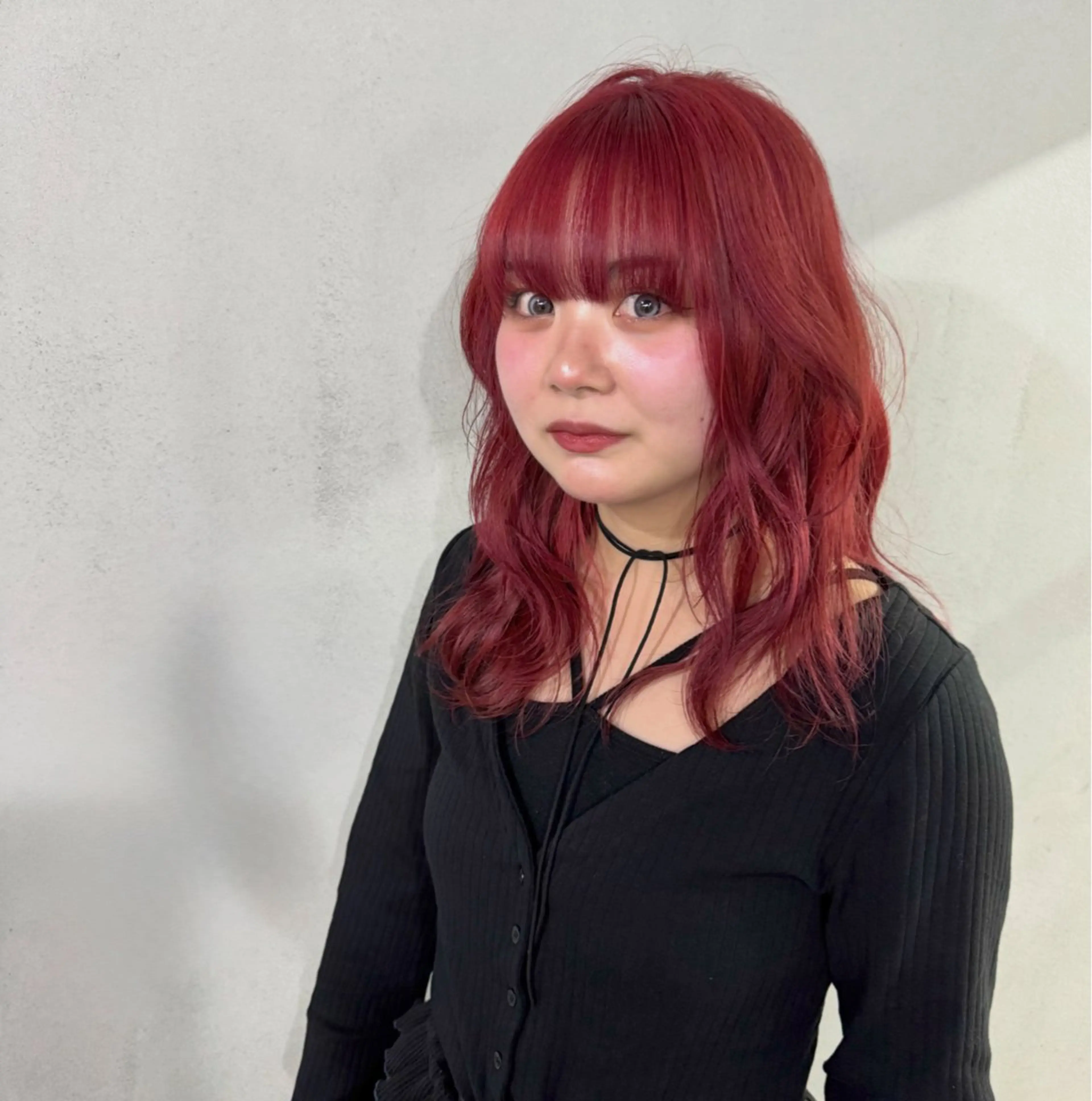 ミディアム カラー レッドカラー ヘアカラー トリートメント #tag 佐藤璃美のヘアスタイル