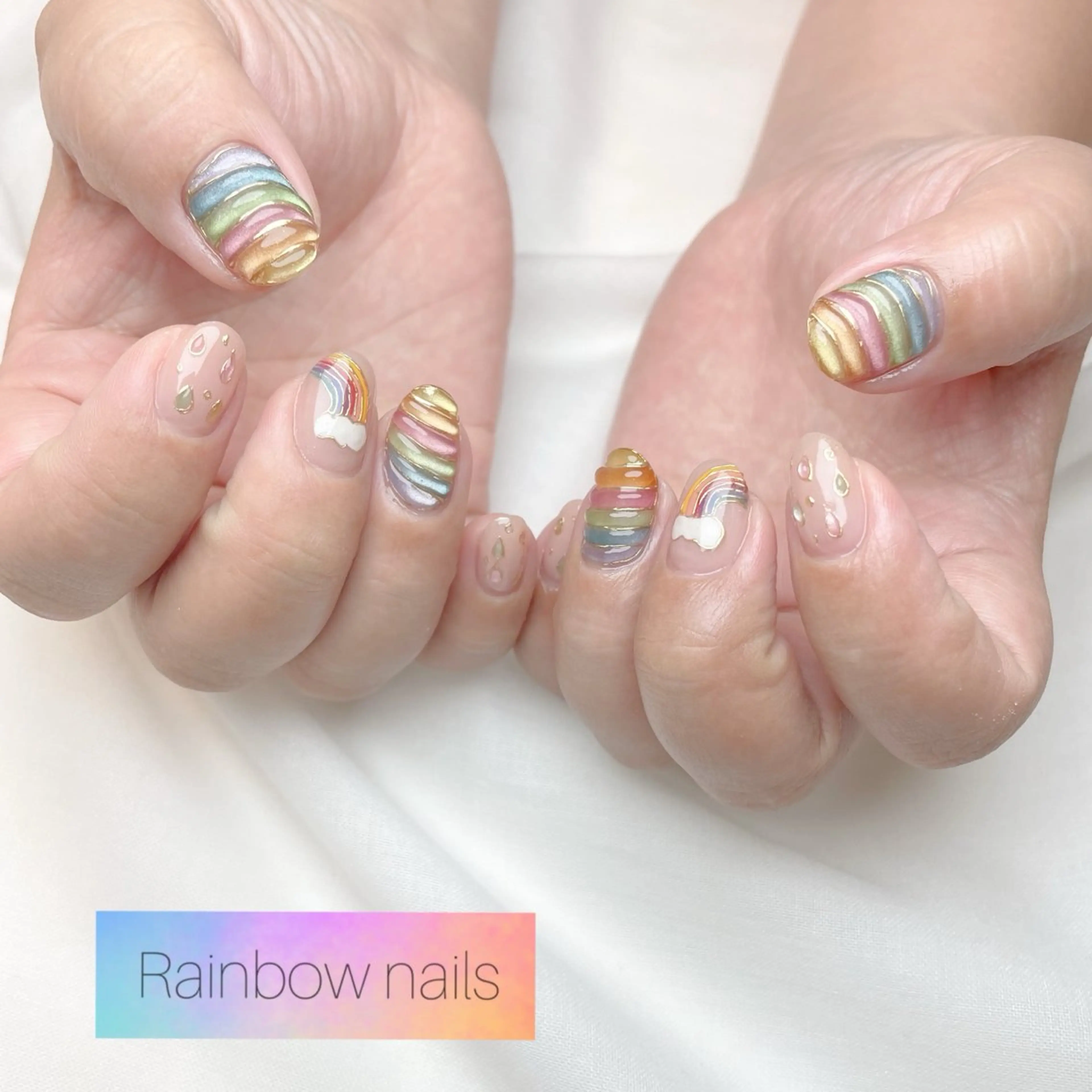 ネイル Rainbow nailsくろちゃんのネイルデザイン