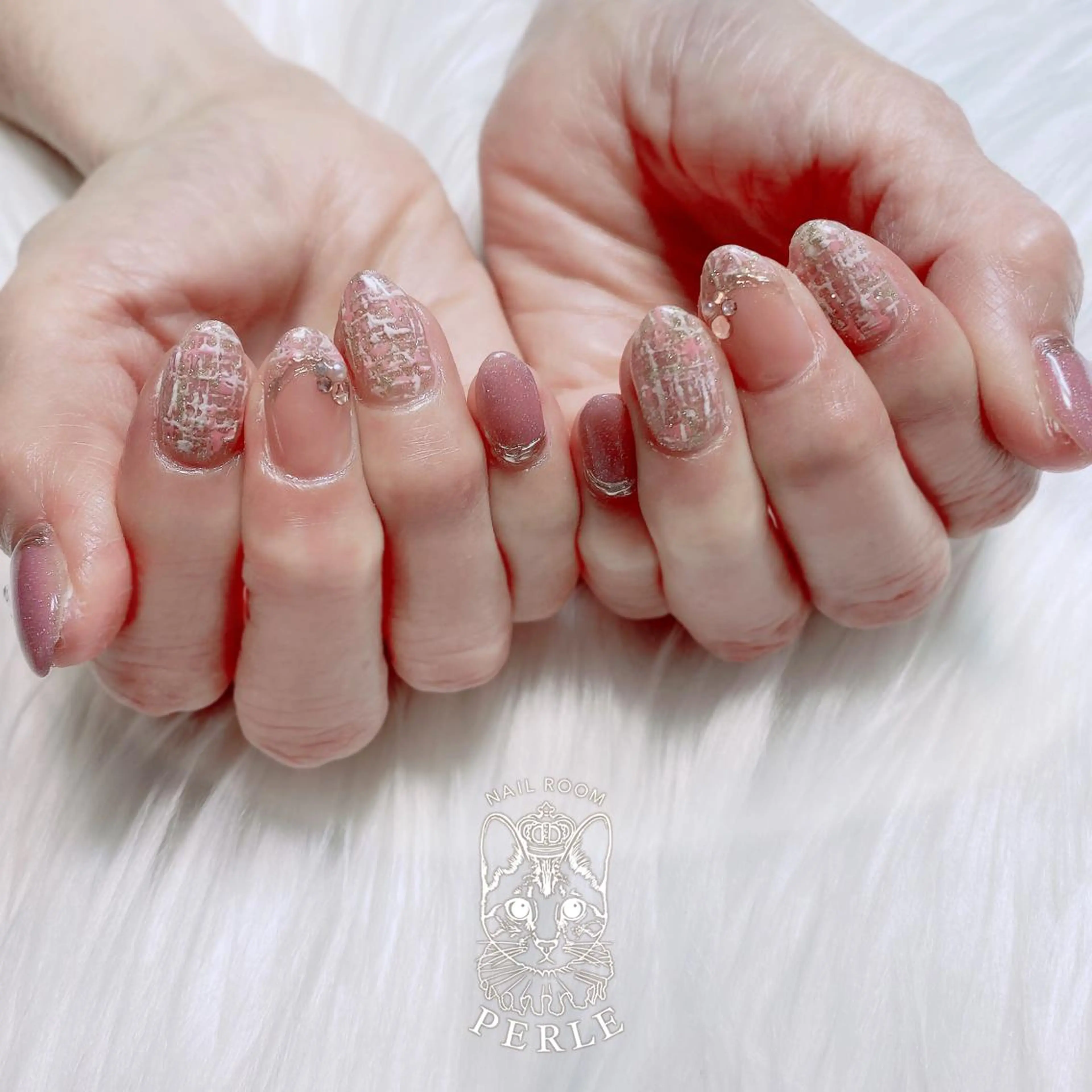 ネイル ツイードネイル nail room Perleのネイルデザイン