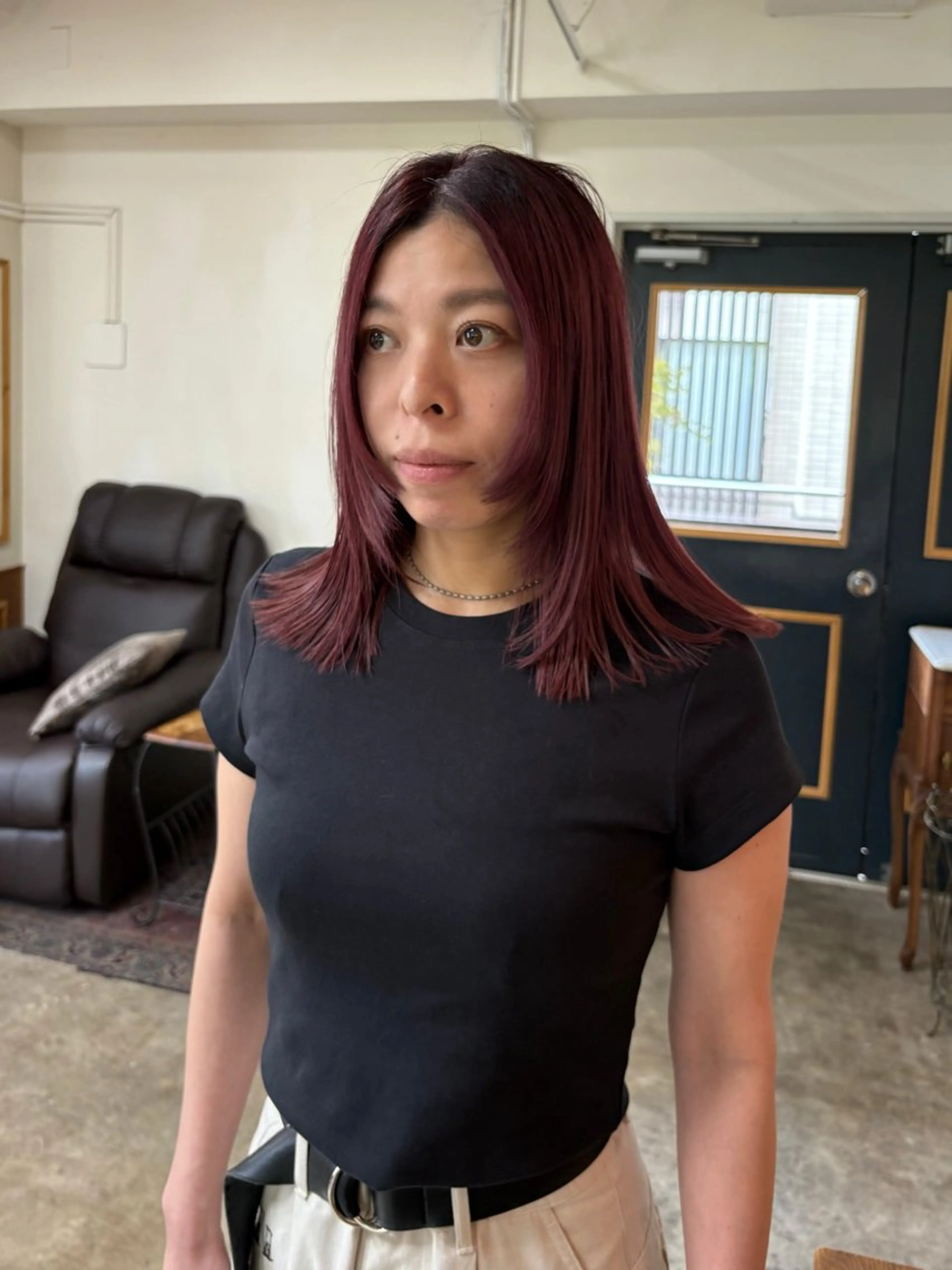 セミロング カラー ダブルカラー ピンクカラー バイオレットカラー カット ヘアカラー トリートメント takada kohのヘアスタイル