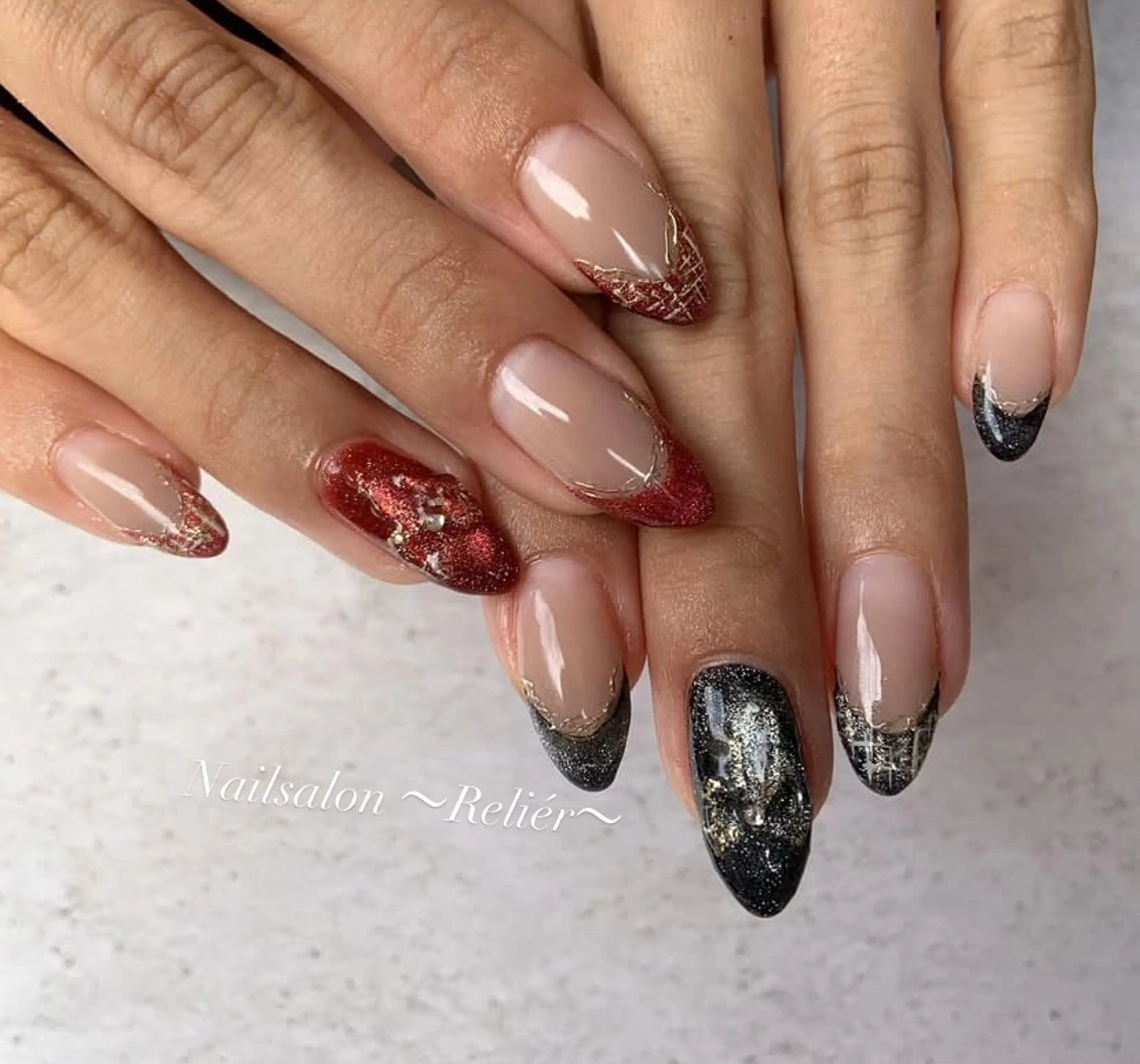 ネイル フレンチネイル ツイードネイル Nailsalon 〜Reliér〜のネイルデザイン