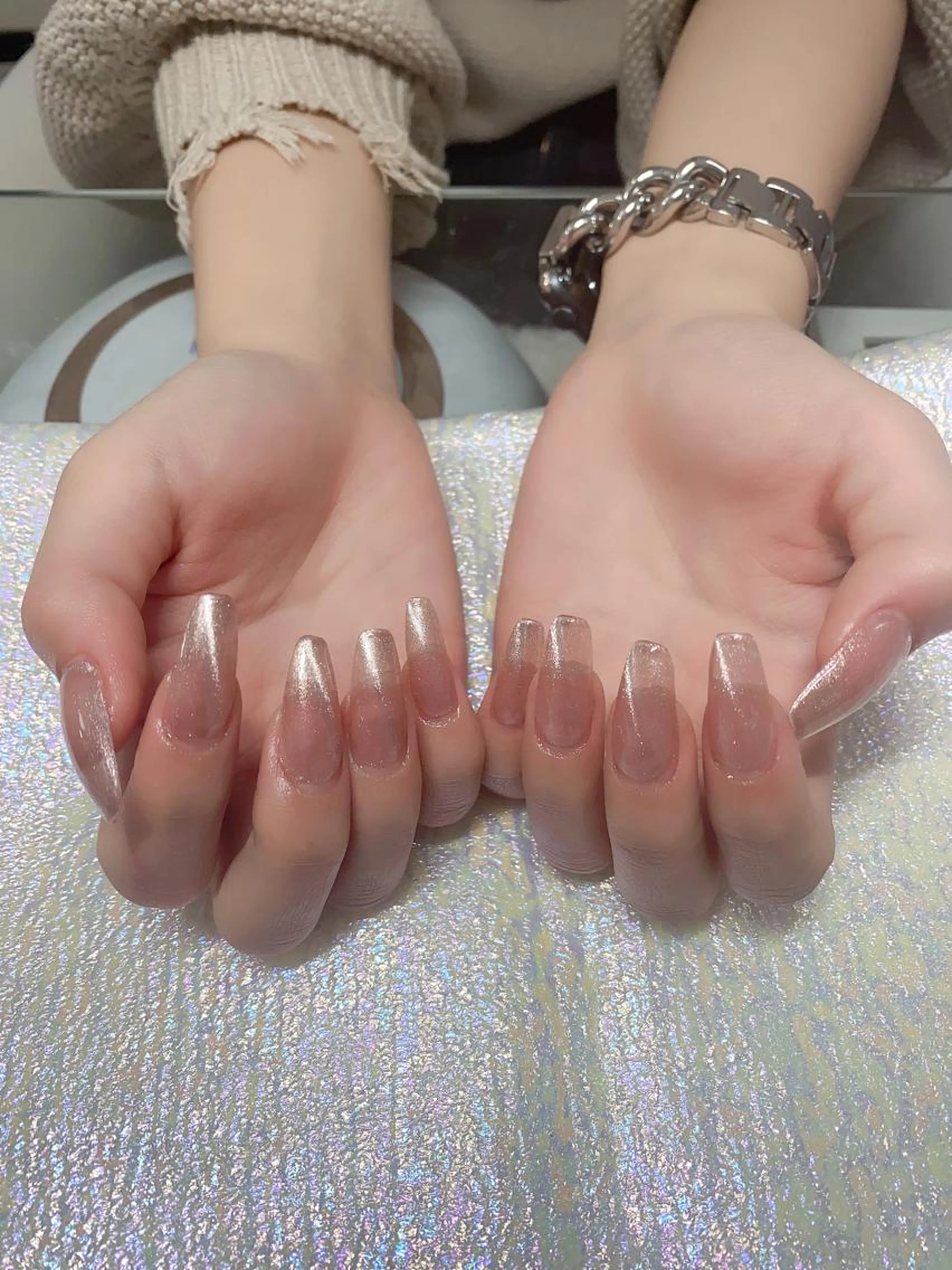 チップ+ジェル長さだしワンカラーの写真