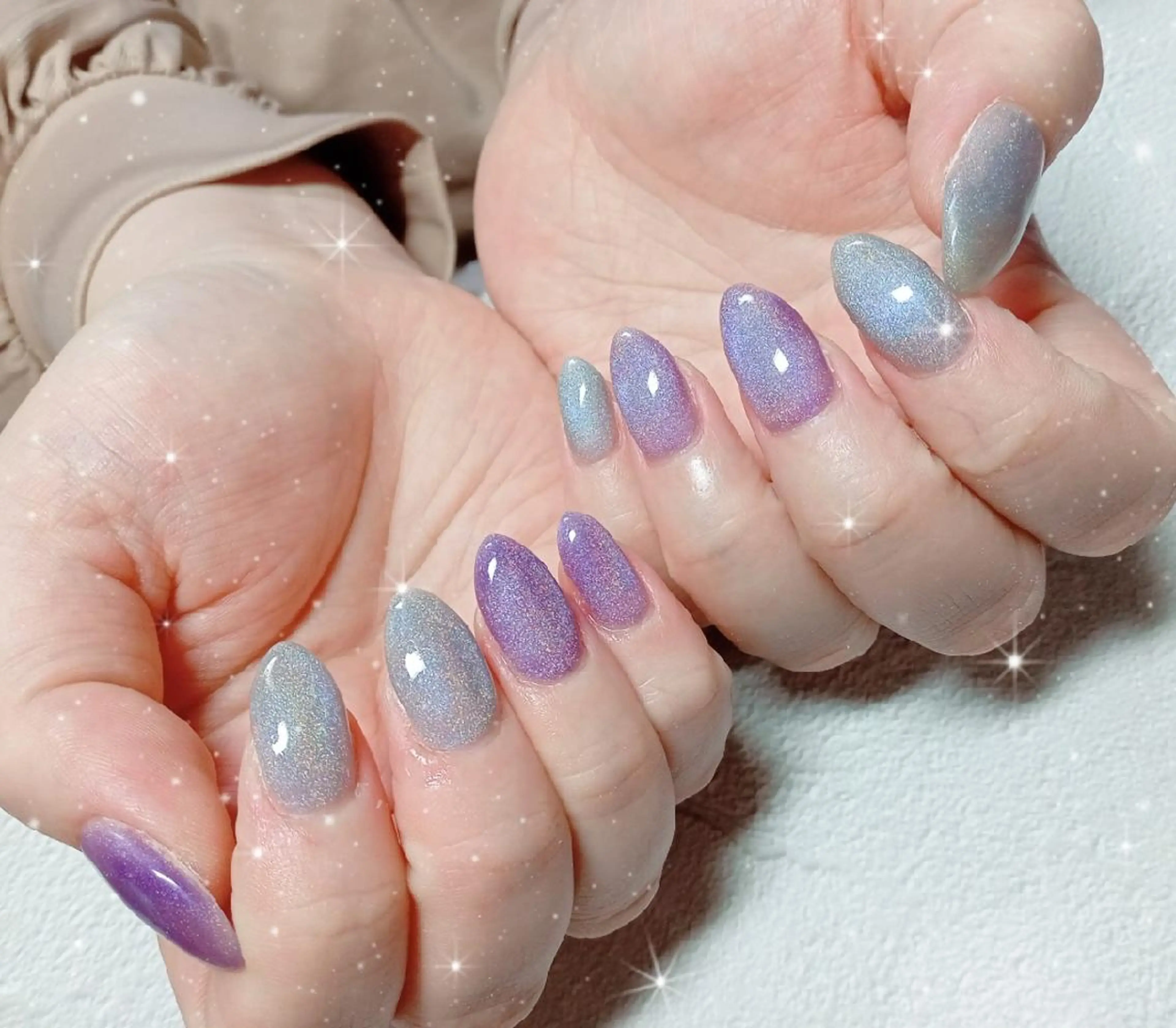 ロング ネイル マグネットネイル ハンドネイル flure de neige yukiのネイルデザイン