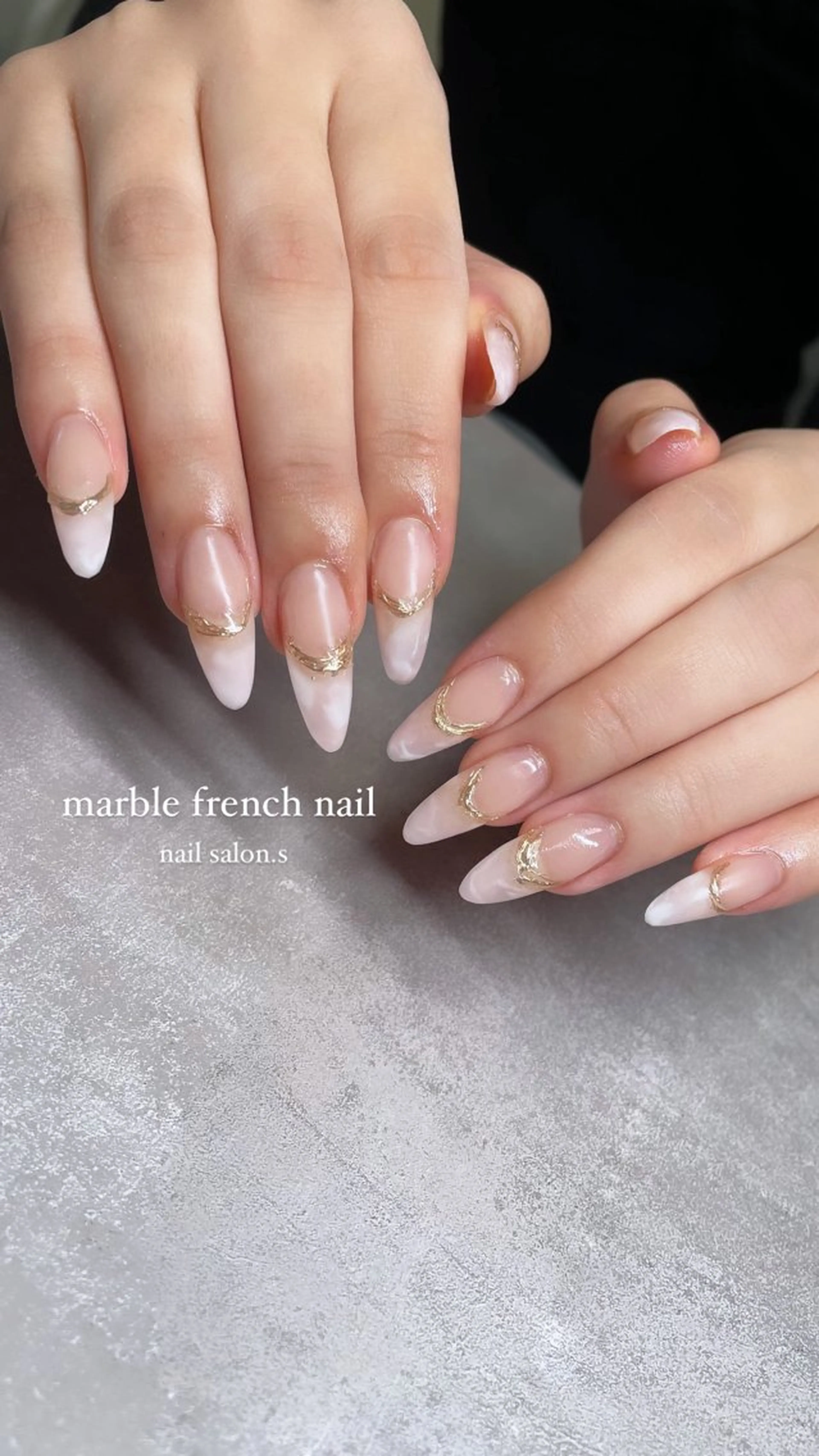 ネイル フレンチネイル ジェルネイル 大理石ネイル(マーブル) ミラーネイル スカルプネイル 関山 志乃のネイルデザイン