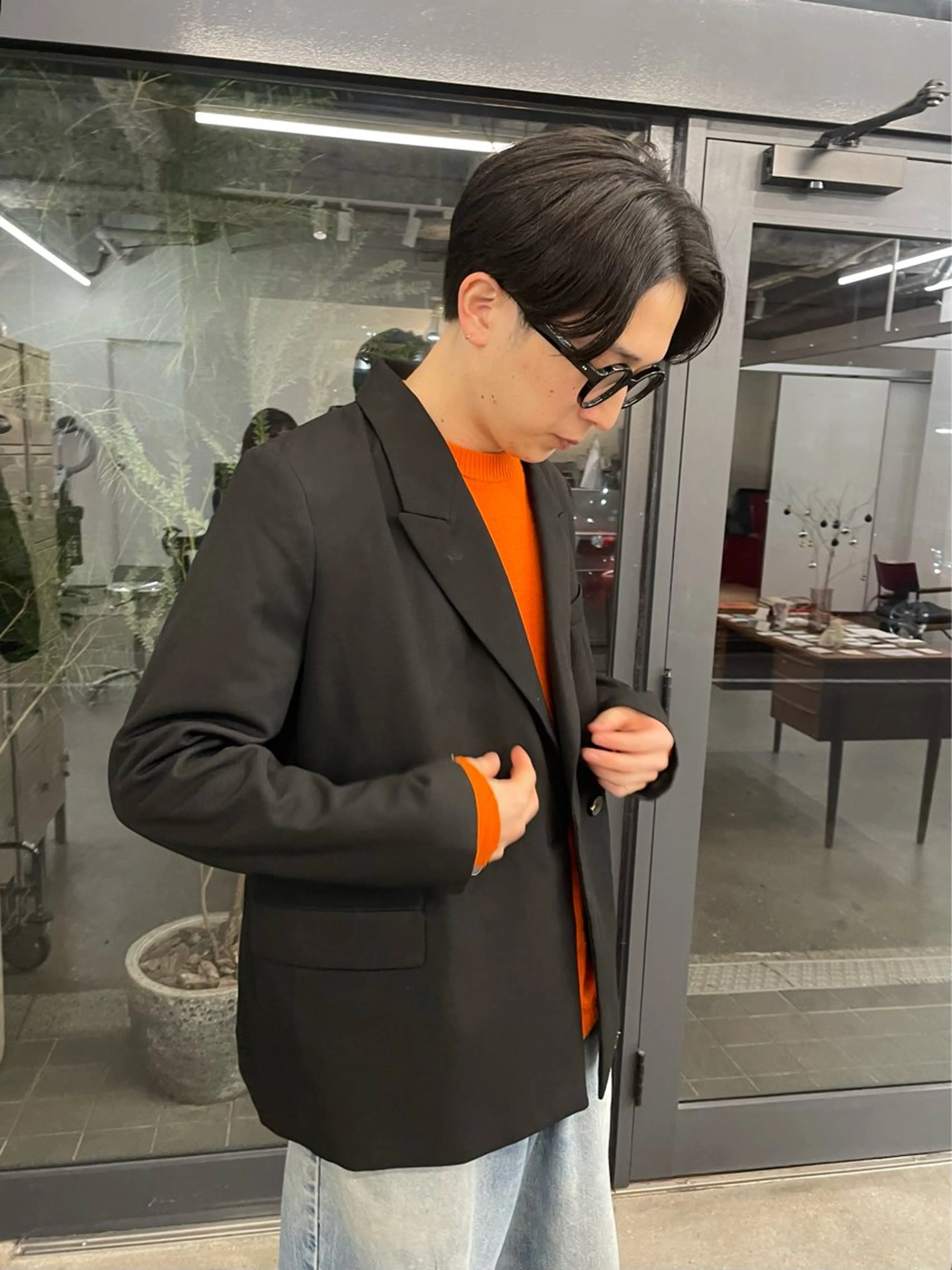 メンズ センターパート パーマ、ボブ、透明感 カラー、小須田ゆあのヘアスタイル