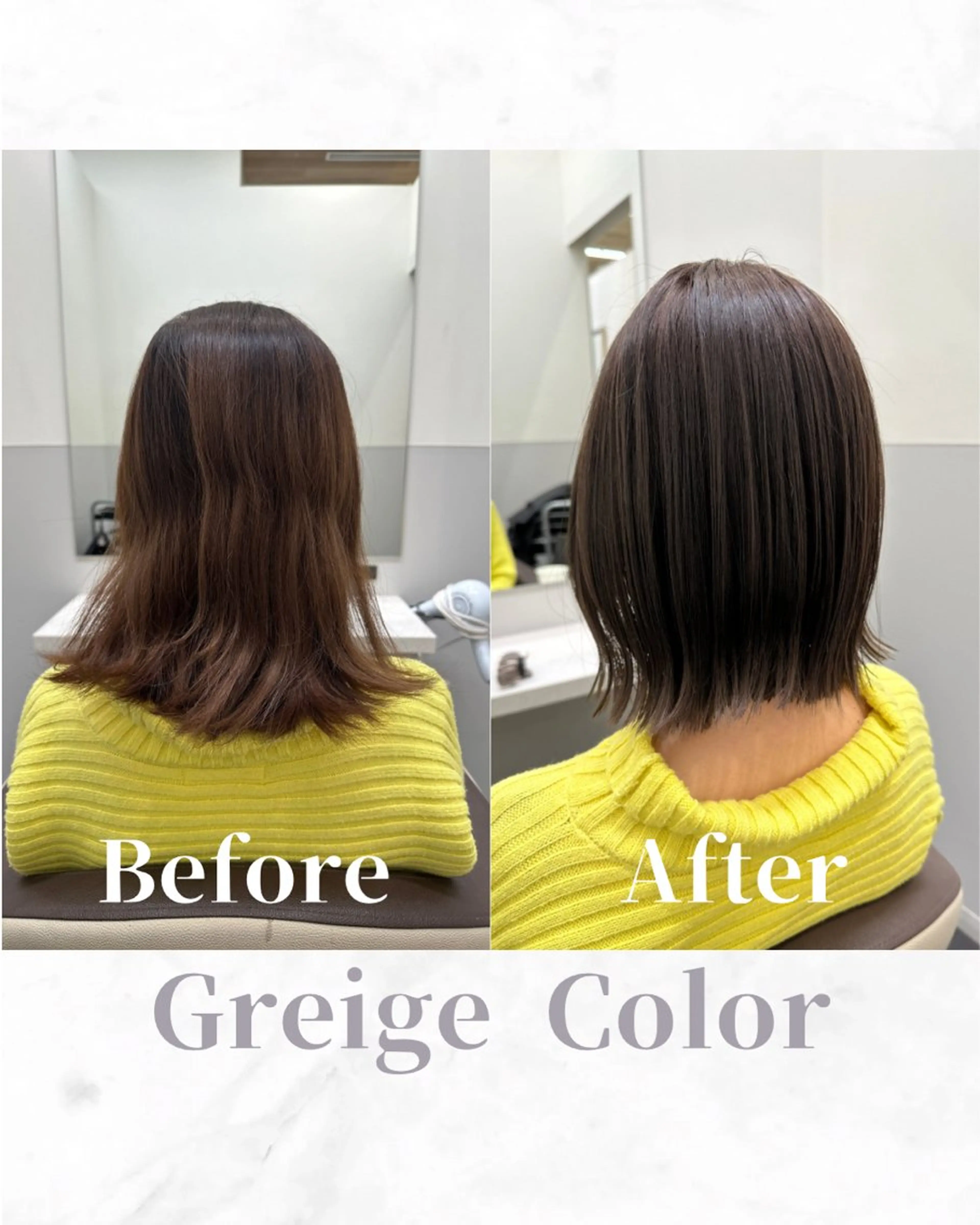 ミディアム カラー 切りっぱなしボブ 透明感カラー グレージュ ボブ トリートメント カット ヘアカラー トリートメント 【レイヤー/韓国風 /髪質改善】RINのヘアスタイル