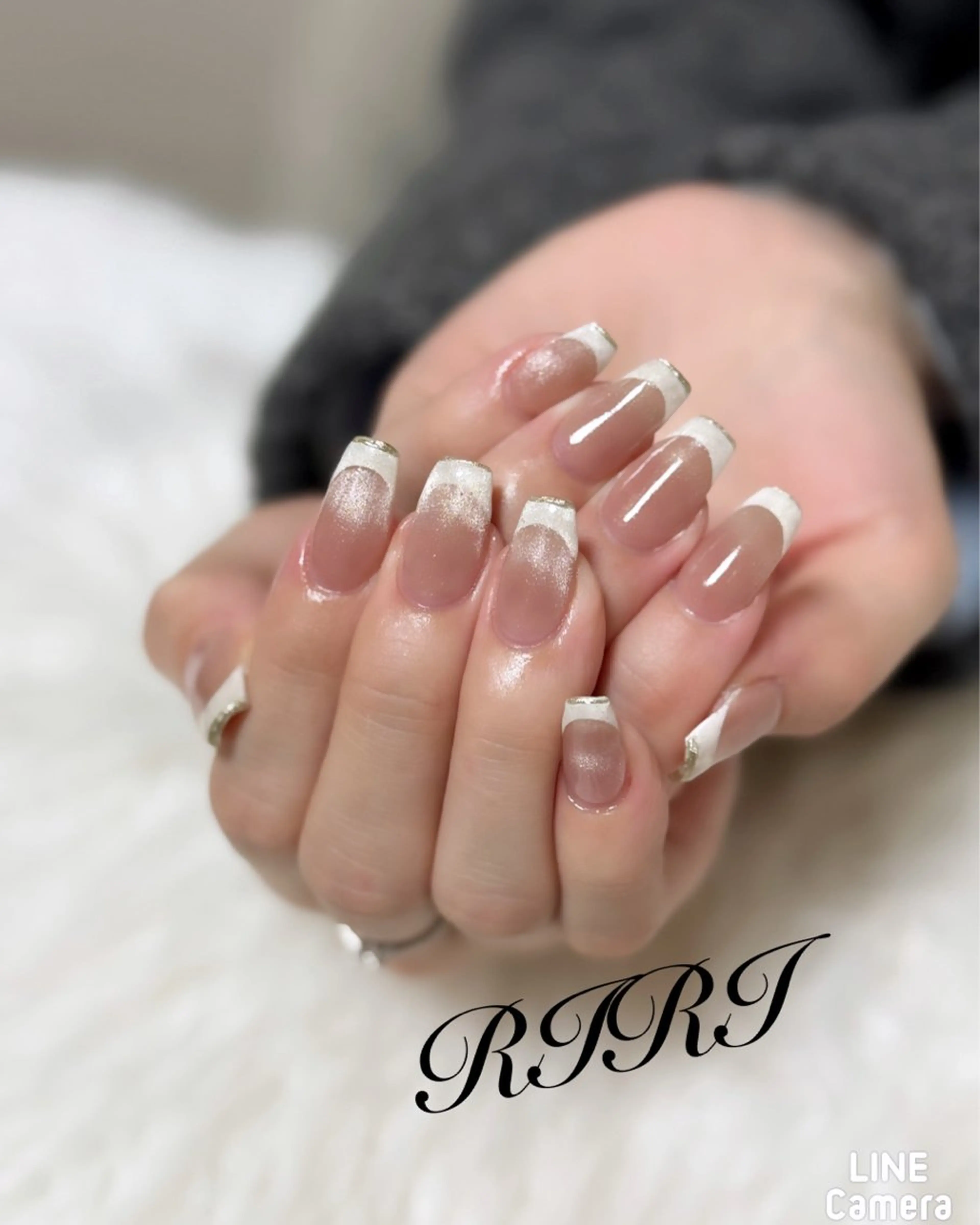 ネイル フレンチネイル ジェルネイル キラキラネイル マグネットネイル オフィスネイル ハンドネイル riri オーナーのネイルデザイン