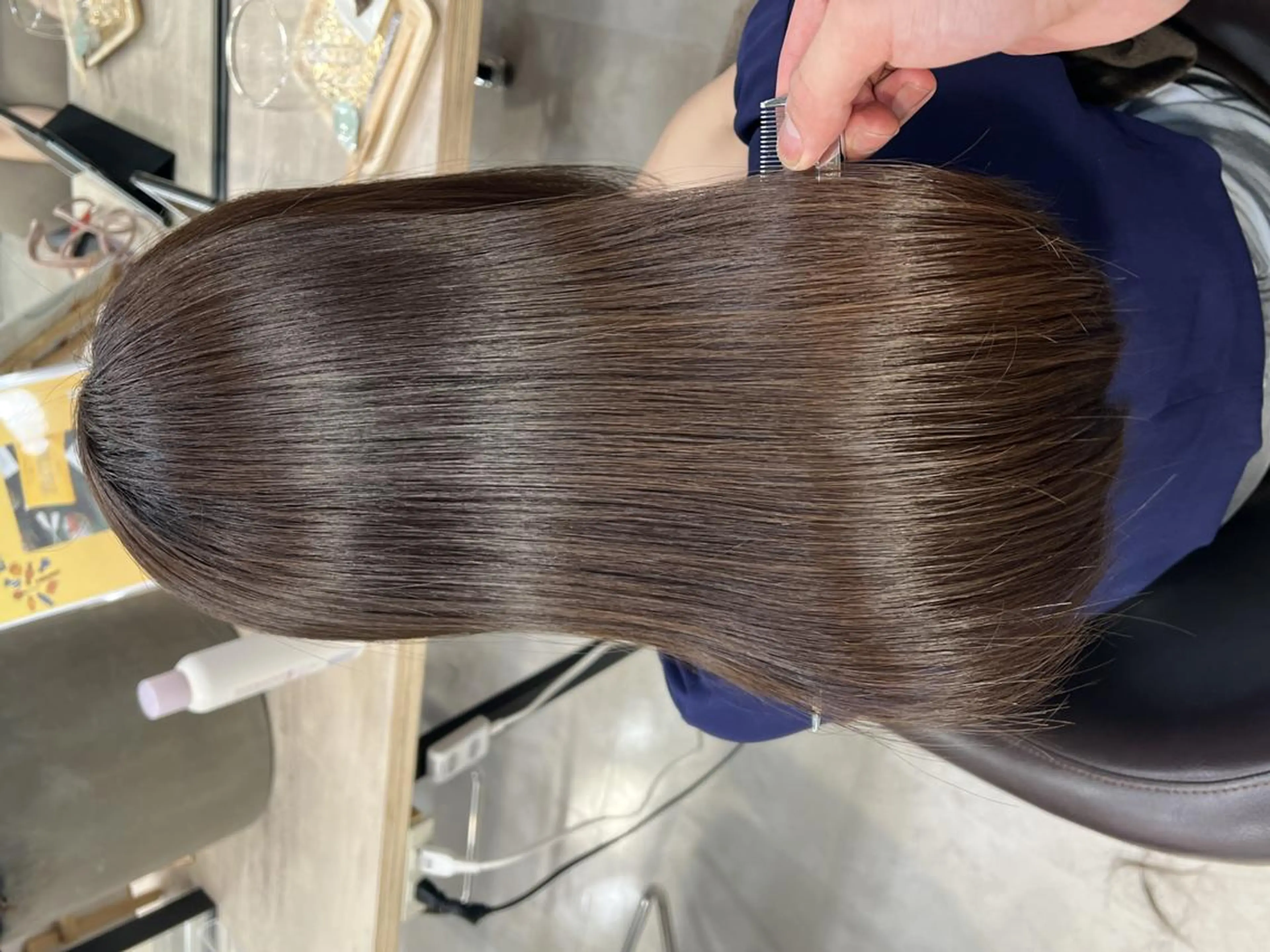 ロング ボブ 髪質改善 韓国風ヘア レイヤーカット 縮毛矯正 髪質改善/艶カラー 縮毛矯正/山本由梨のヘアスタイル