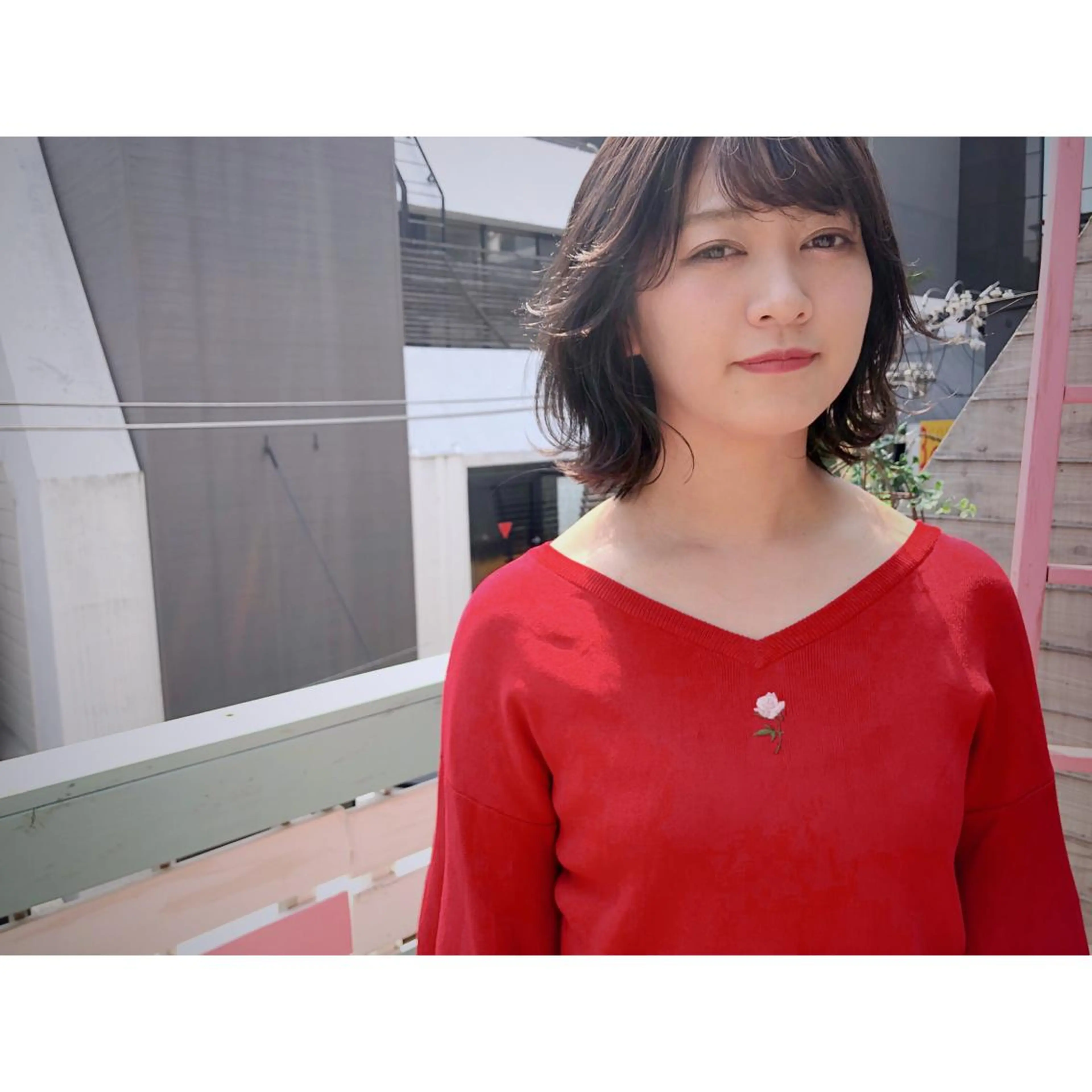 ミディアム カラー パーマ ヘアアレンジ 藤井 菜緒のヘアスタイル