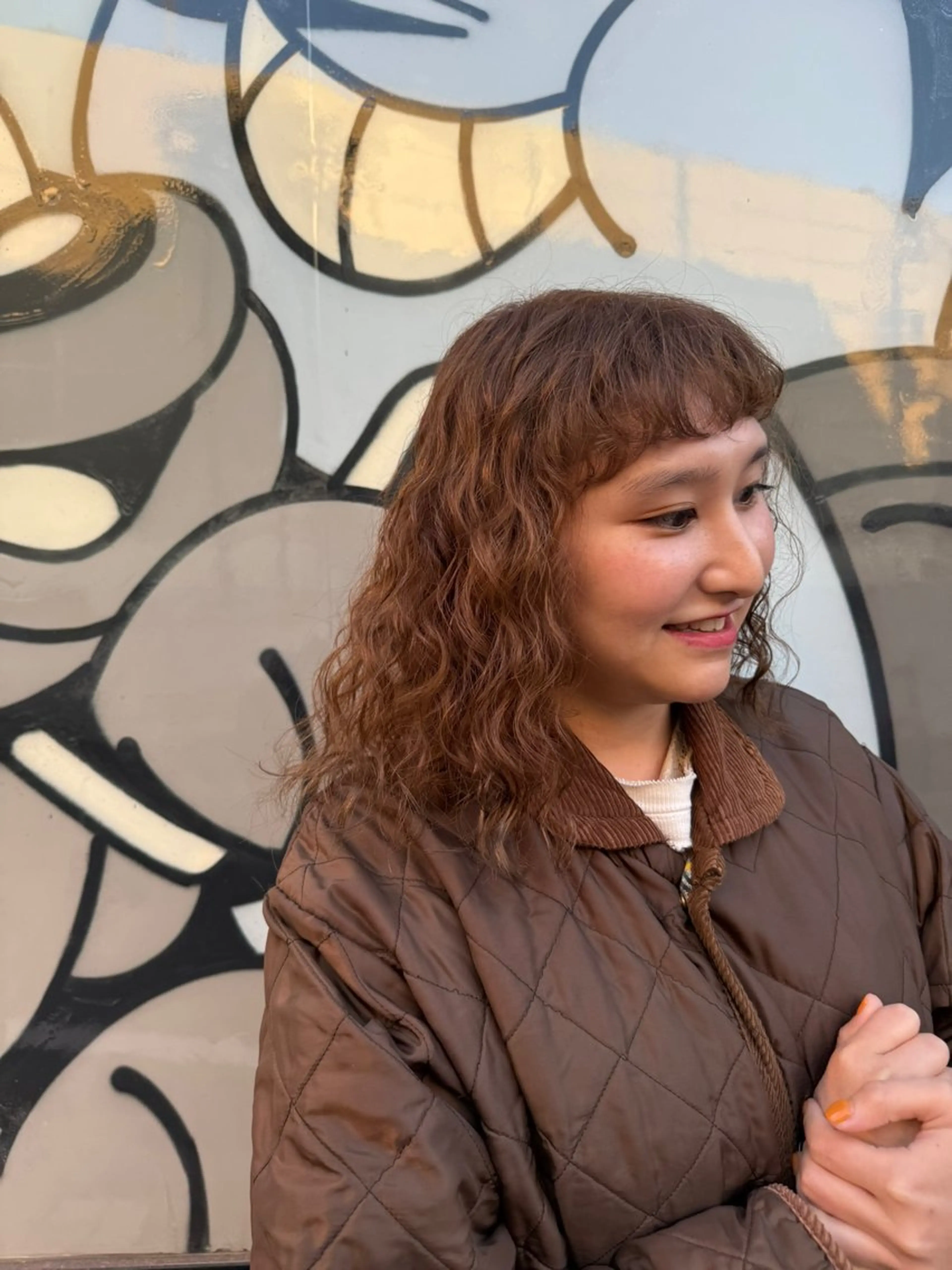 ミディアム カット パーマ トリートメント デジタルパーマ/ ウェーブパーマ/神野のヘアスタイル