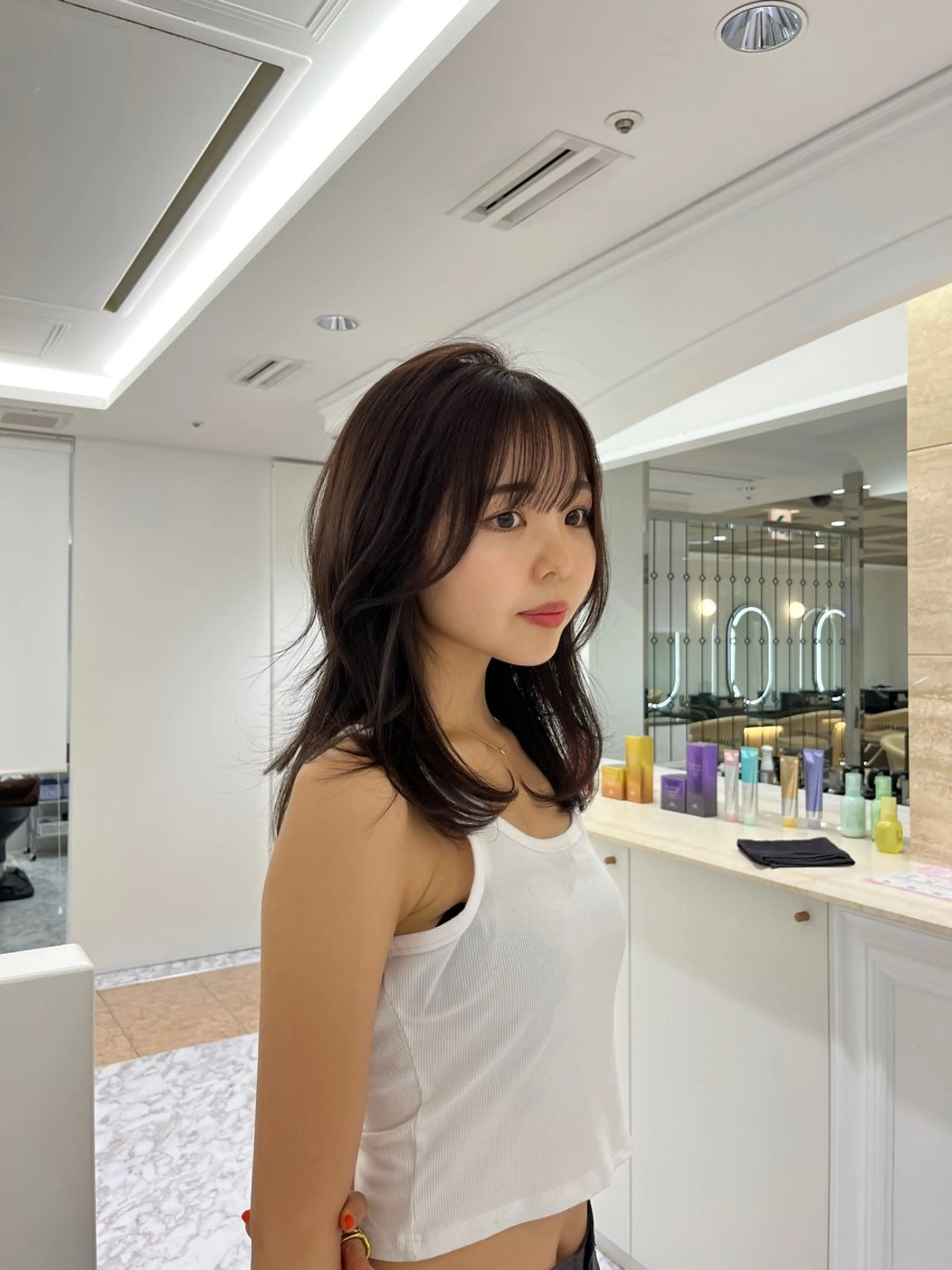 セミロング カットモデル/ 透明感ヘア/成瀬裕介のヘアスタイル