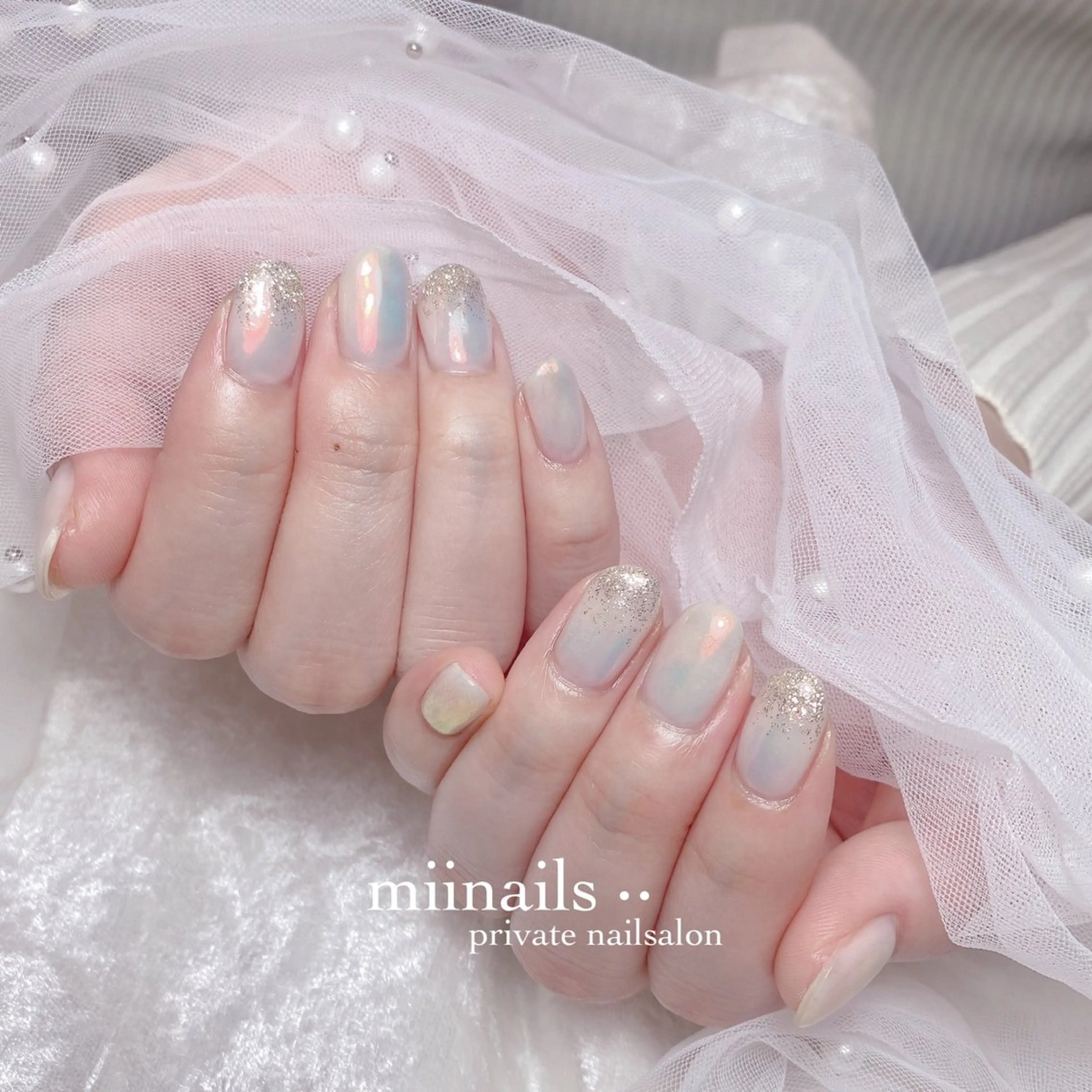 ネイル フレンチネイル 韓国ネイル ワンホンネイル ハンドネイル nailsalon miinailsのネイルデザイン