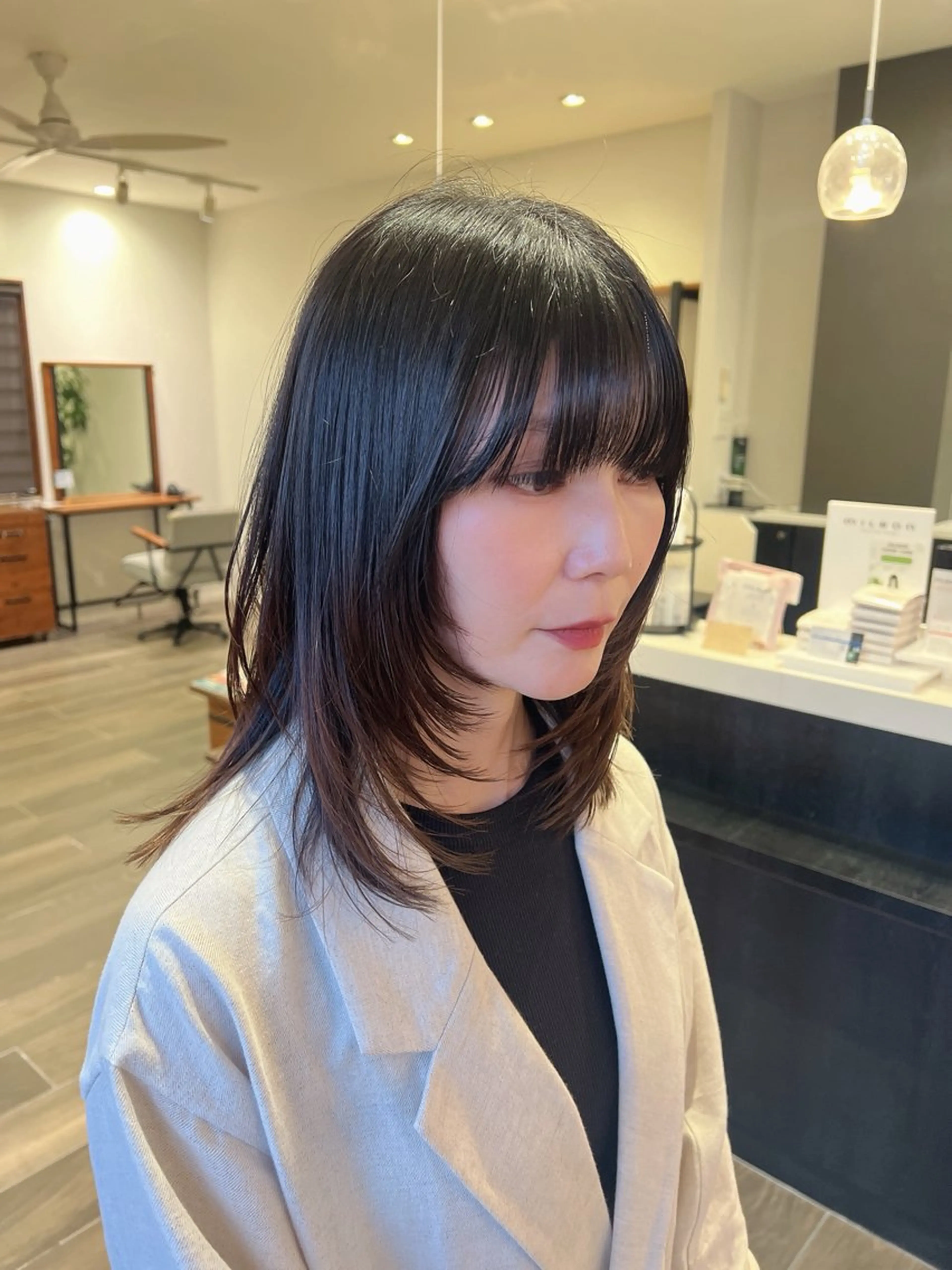 ミディアム 顔まわりレイヤー レイヤーカット カット shampoo hair salon所属・🫧レイヤー/透明感 カラー/Ryukaのヘアスタイル
