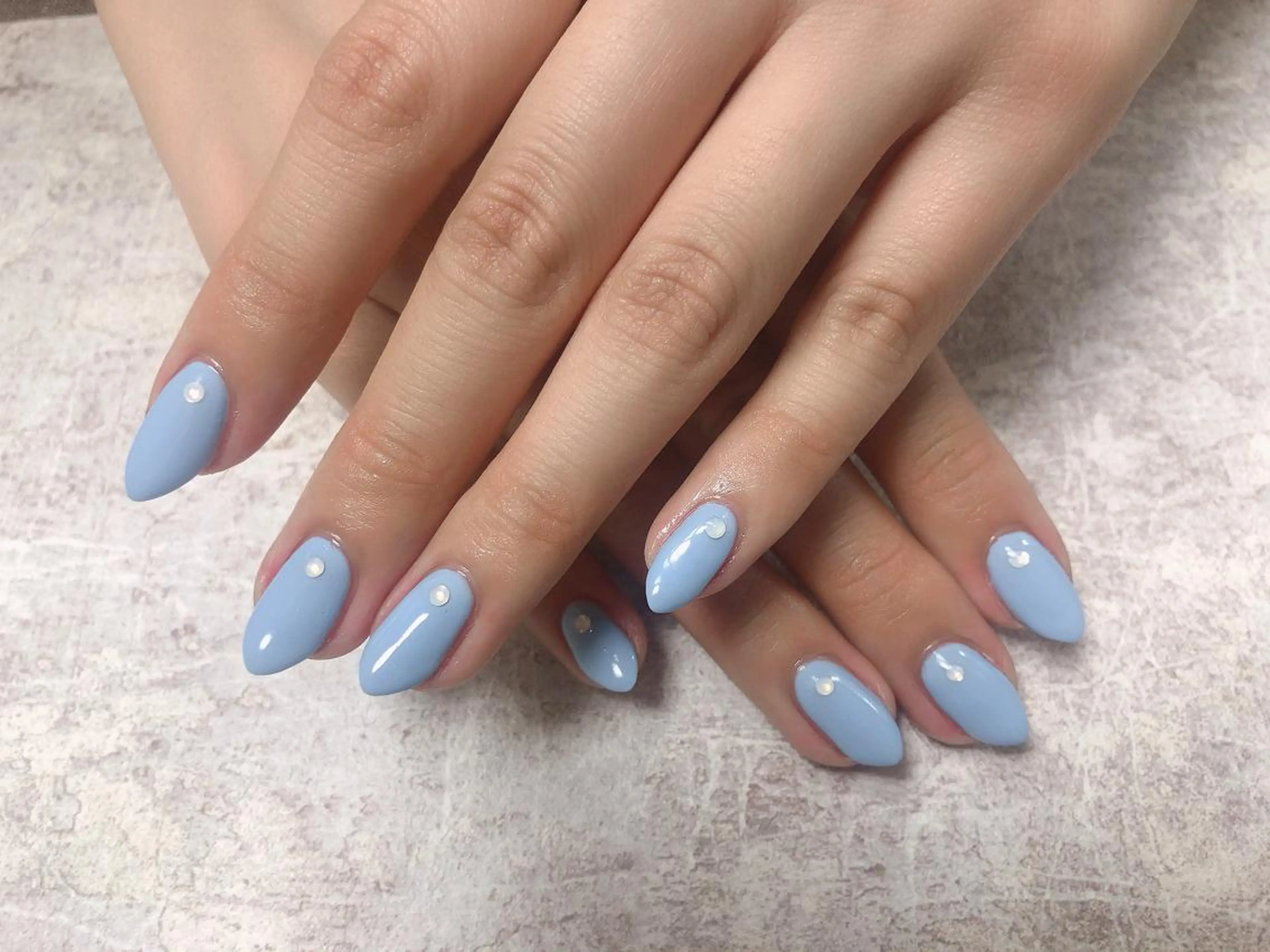 ネイル ブルー ストーンネイル ハンドネイル Mogu nail 二子玉川のネイルデザイン