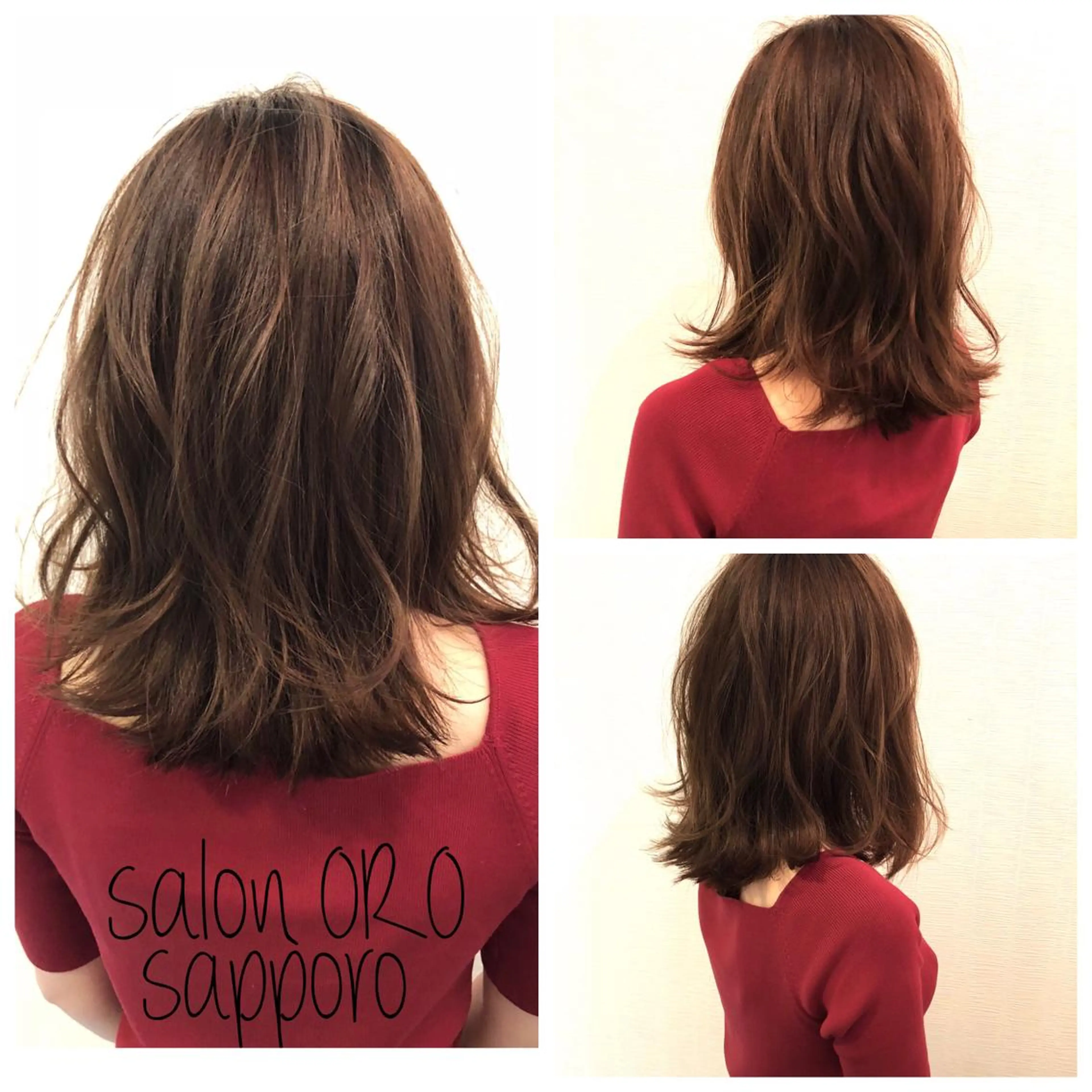 セミロング カラー 透明感カラー デザインカラー ハイライトカラー ハイライト カット ヘアカラー トリートメント 平川 友希子のヘアスタイル