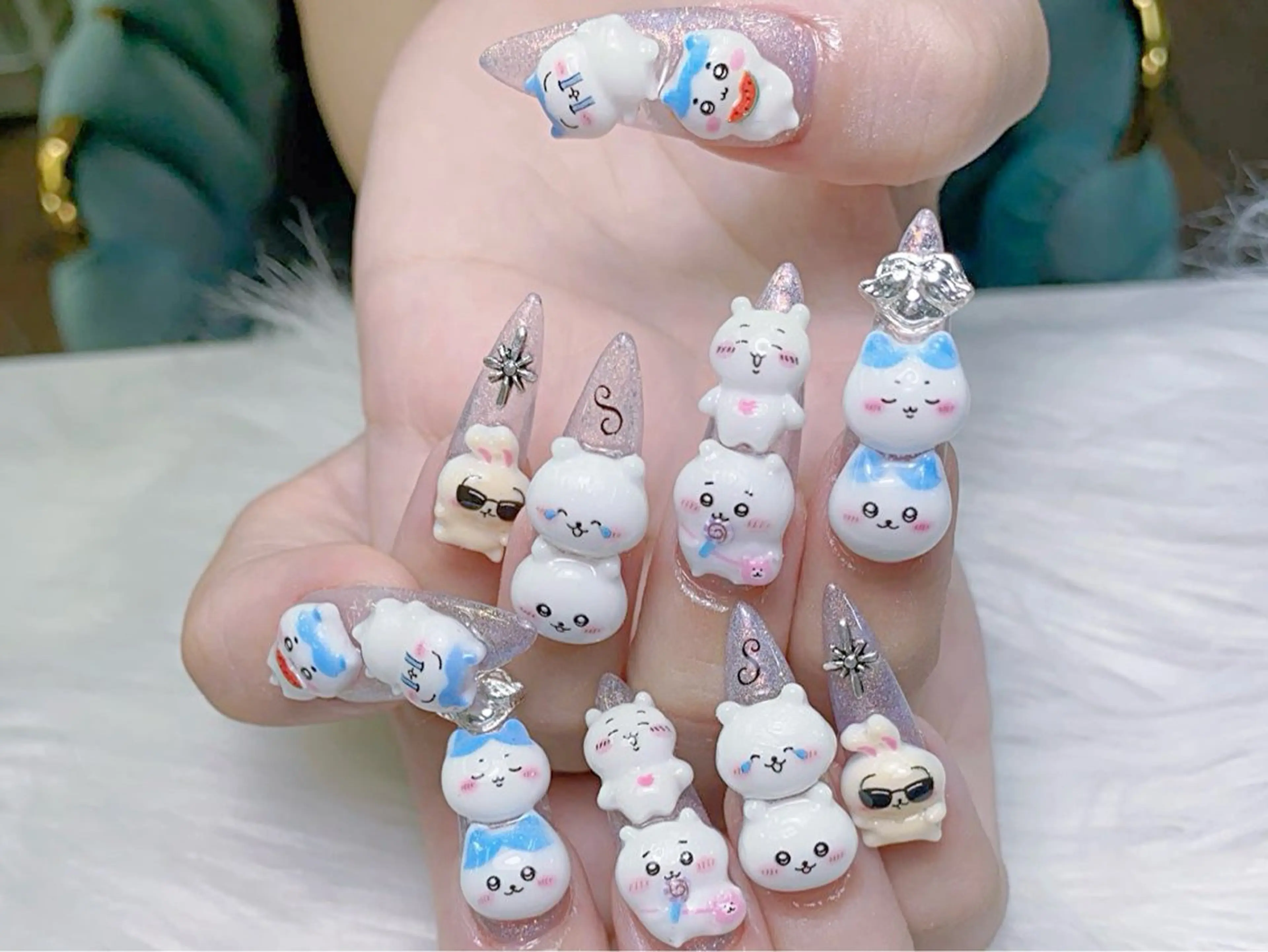 ネイル クリアネイル ロングネイル マグネットネイル 大理石ネイル(マーブル) 春ネイル princess 木戸　唯のネイルデザイン