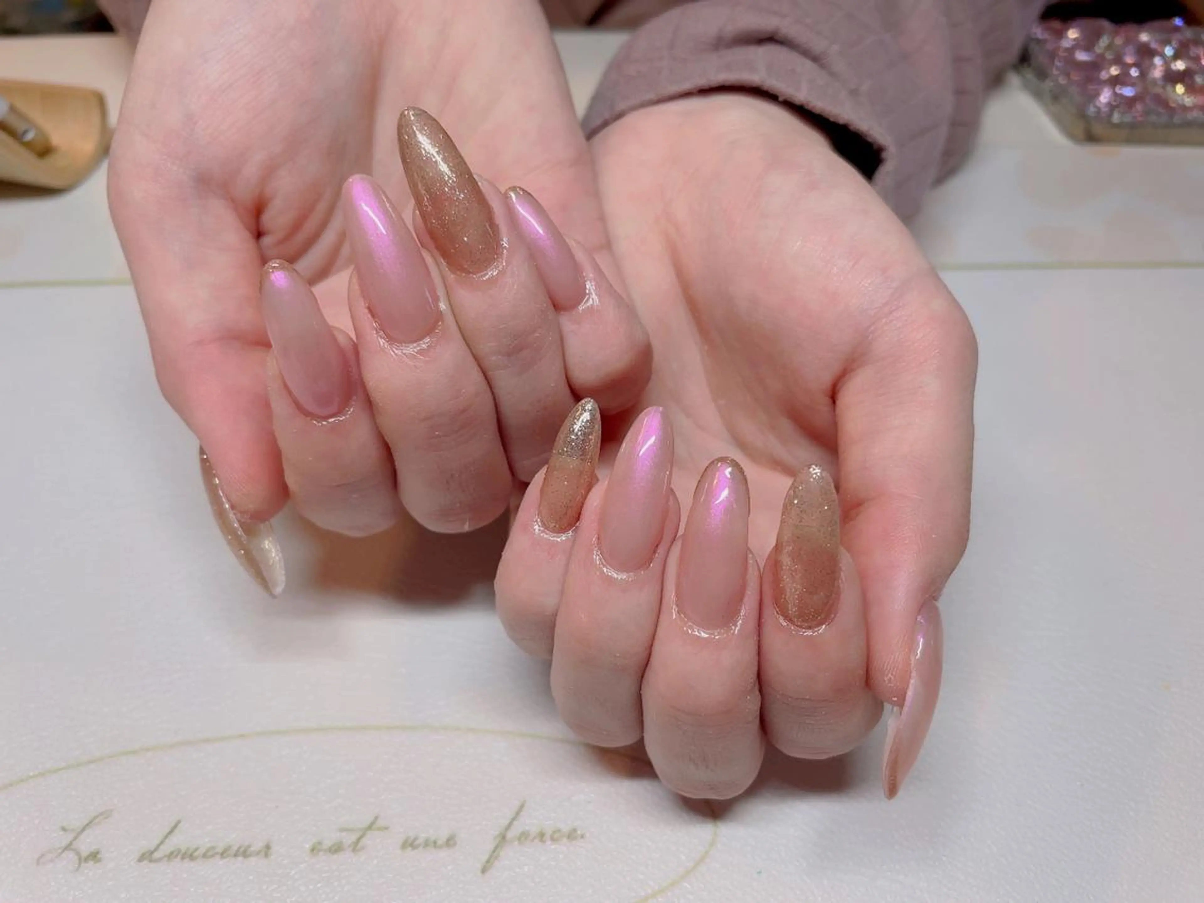 ネイル 長さ出し ジェルネイル ピンク ネイルチップ エン Nail salonのネイルデザイン