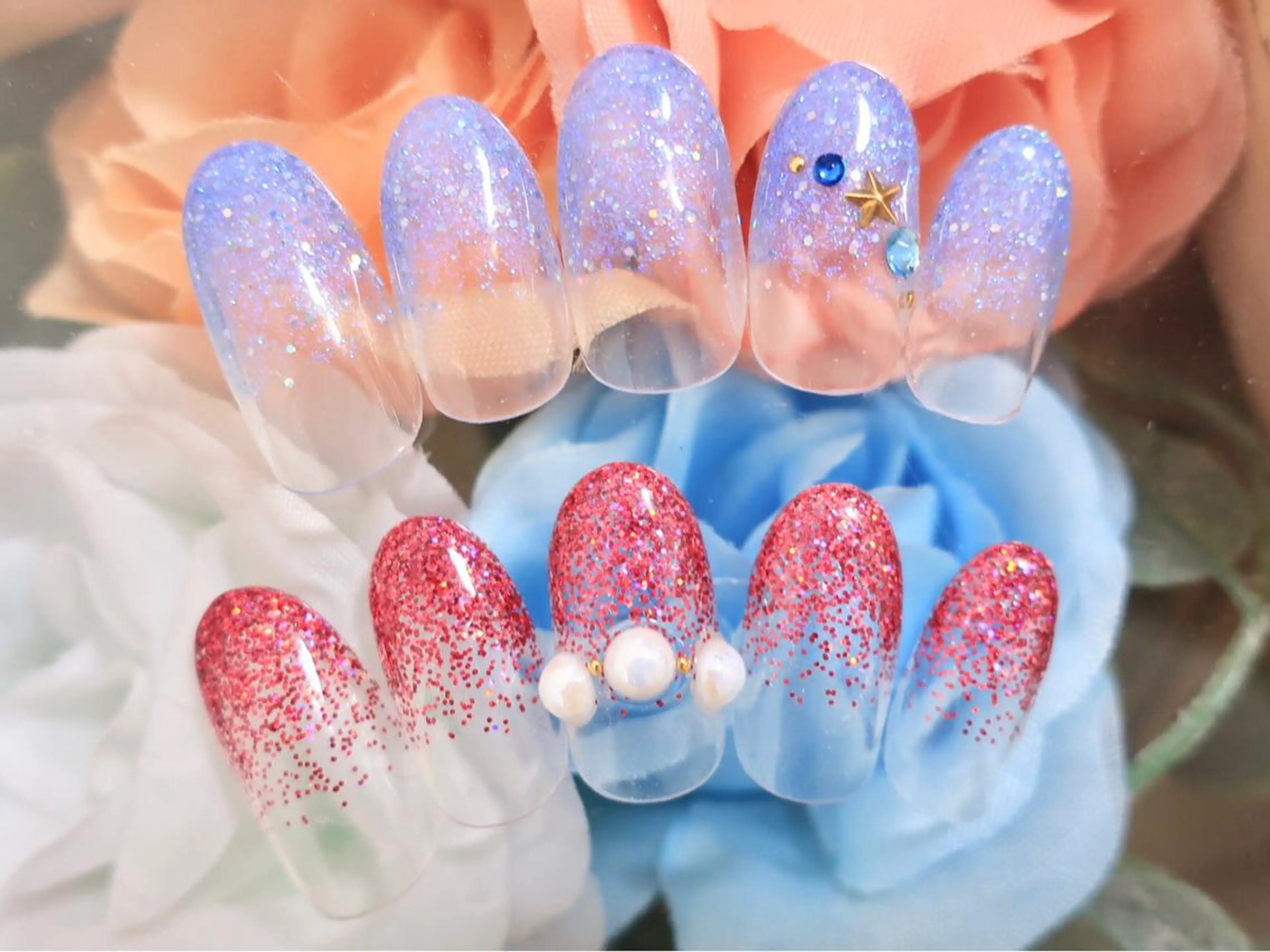 ネイル グラデーション ラメ(グリッター) ラメグラデーション シンプルネイル つきかわ ともみのネイルデザイン