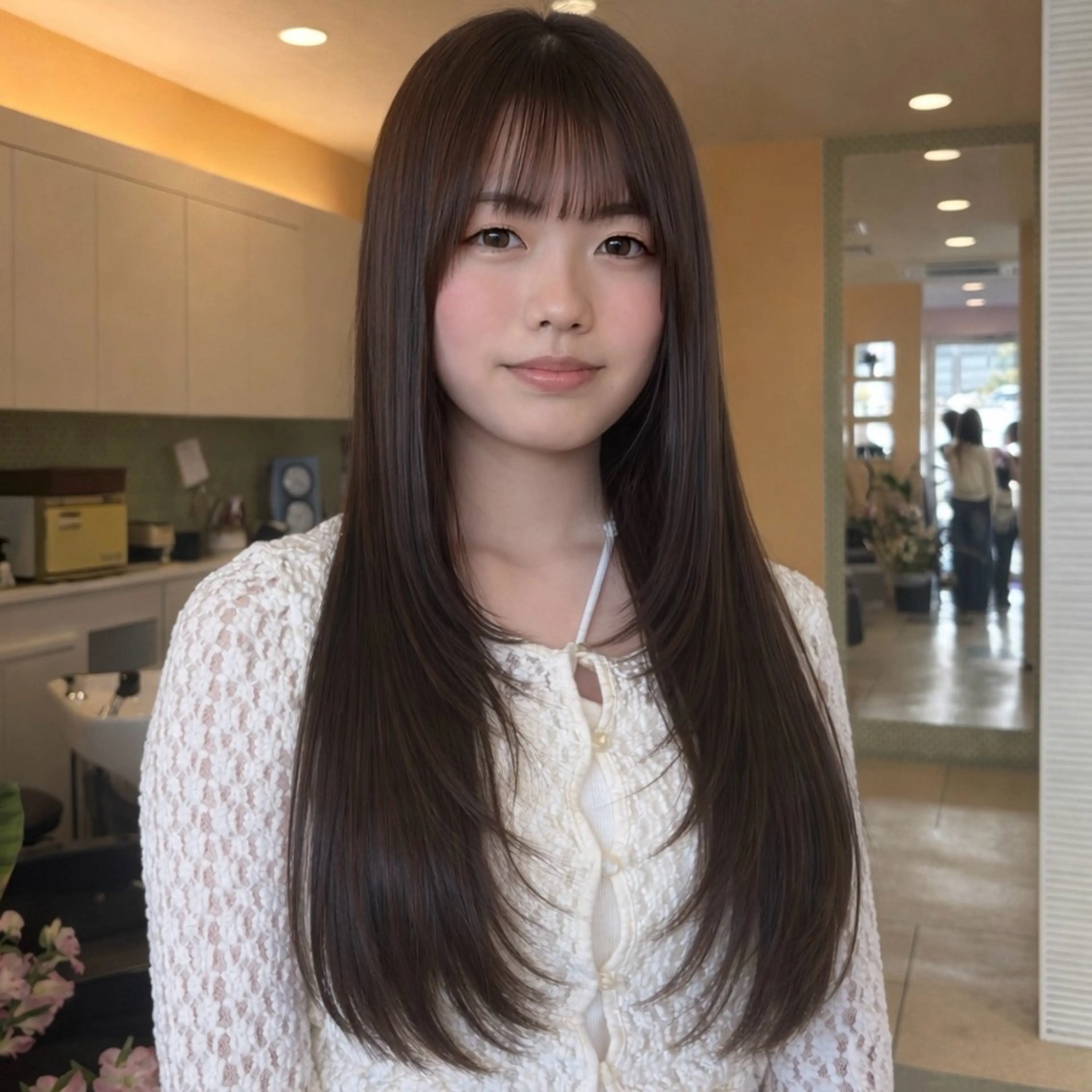 ロング カラー カット ヘアカラー トリートメント ベージュカラー⌇﻿ レイヤー.𐙚心音のヘアスタイル