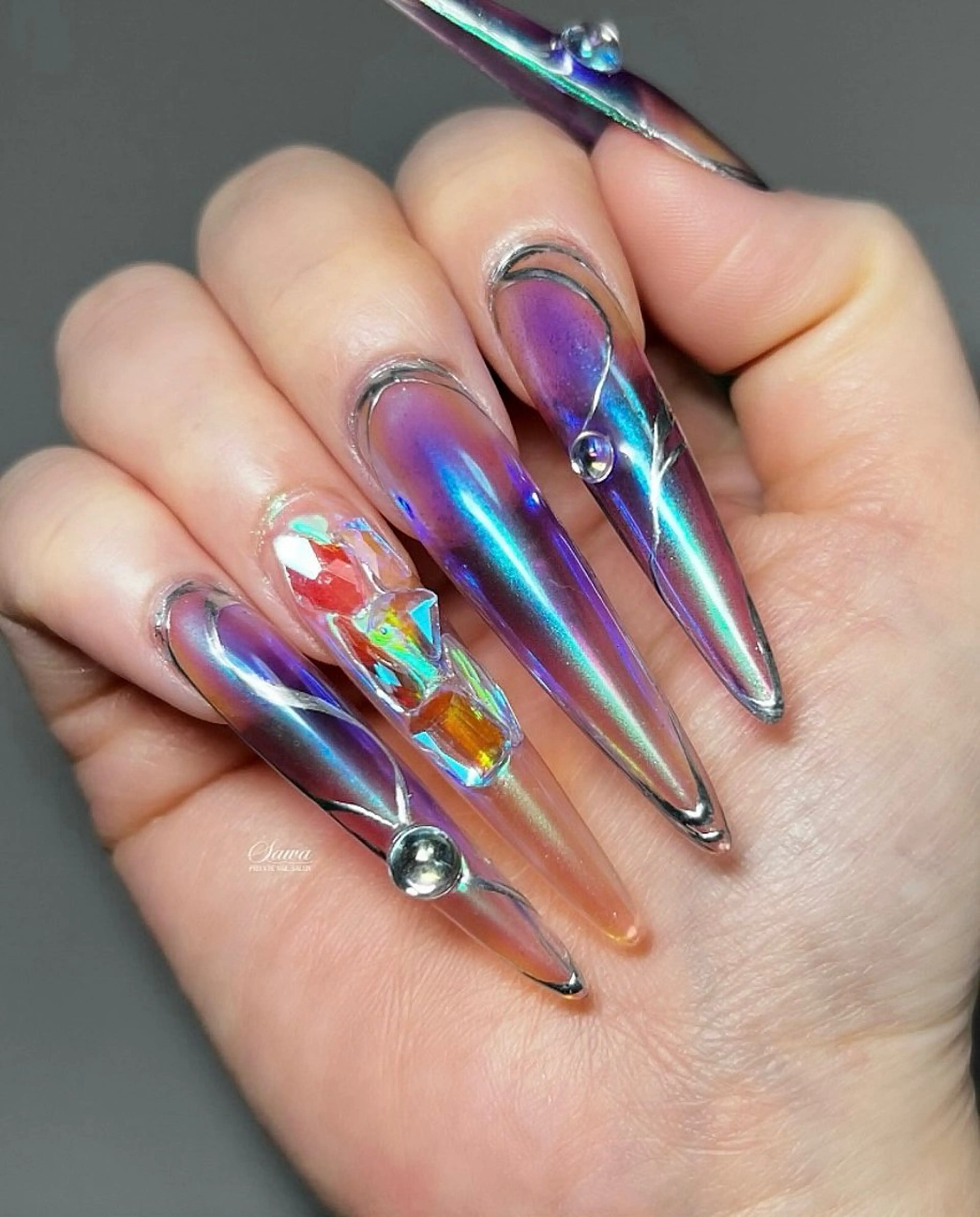 ネイル 氷ネイル・うるうるネイル スカルプネイル KUON 野澤 実加のネイルデザイン