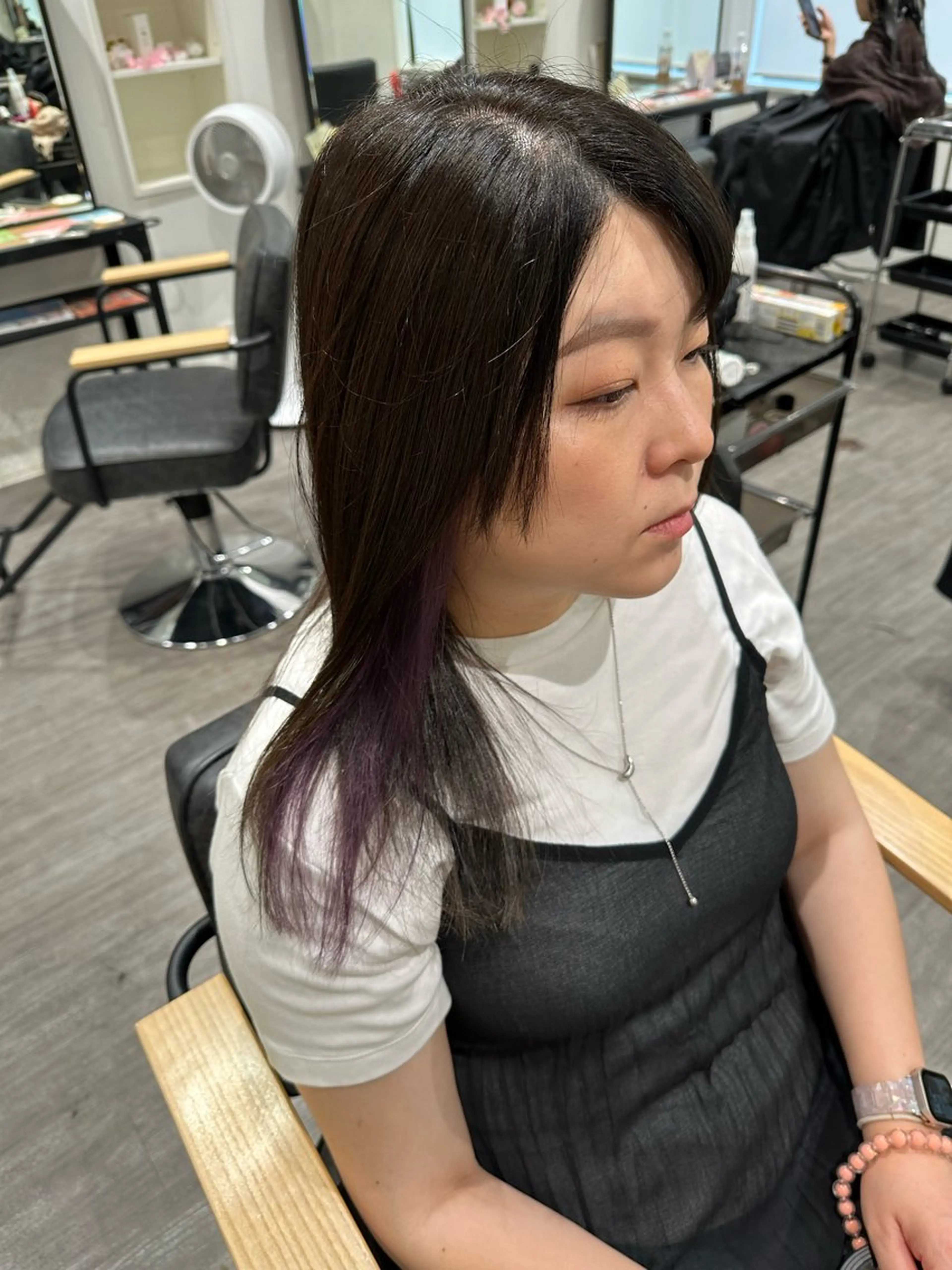 セミロング カラー ラベンダーカラー ピンクカラー ピンクラベンダー 艶髪レイヤー上田 紗也🇰🇷💗のヘアスタイル