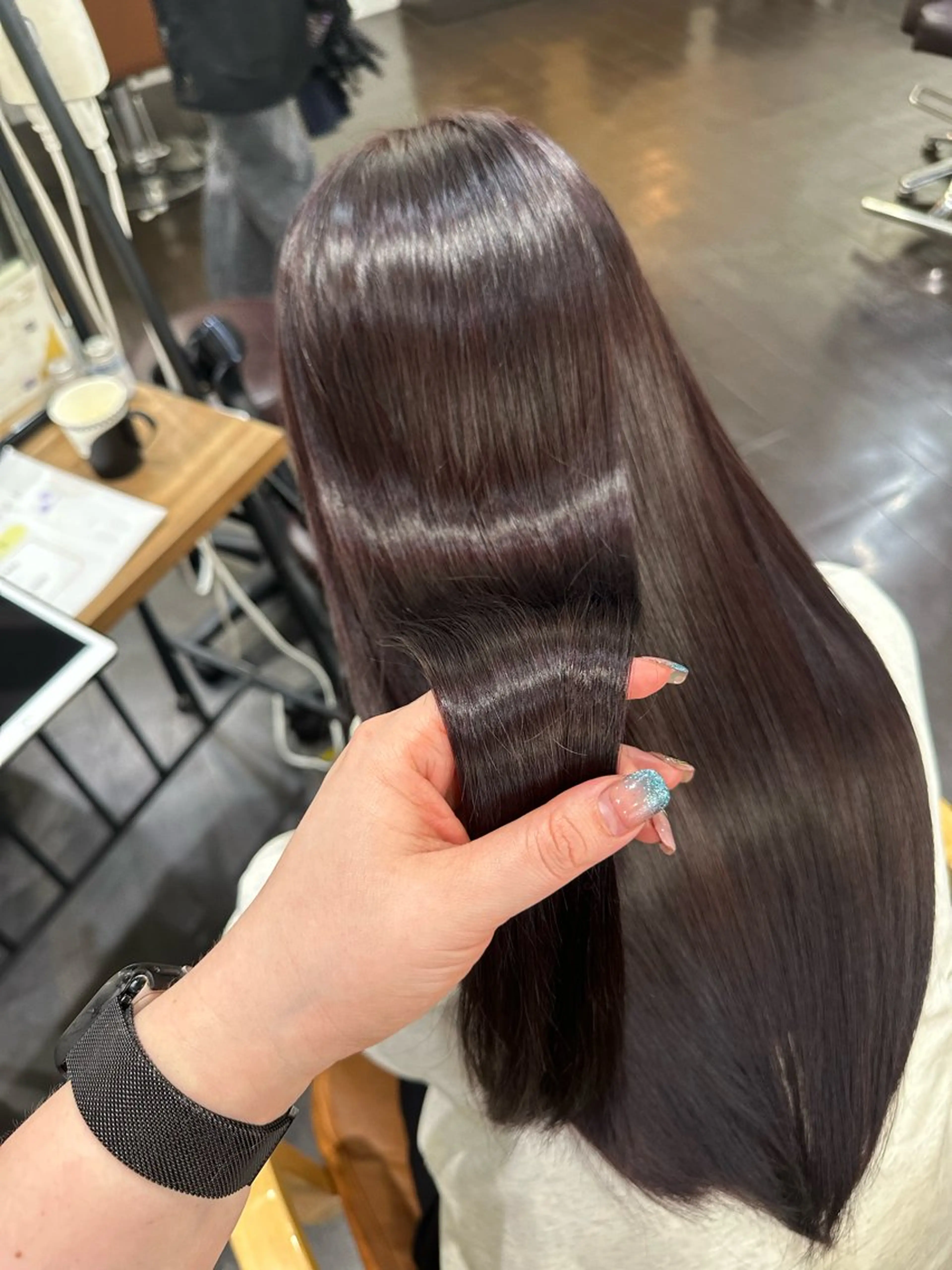 ロング カラー ピンクカラー ピンクパープル パープルカラー 髪質改善 カット ヘアカラー トリートメント DANY🦋名駅✂︎ 艶髪/透明感カラーのヘアスタイル
