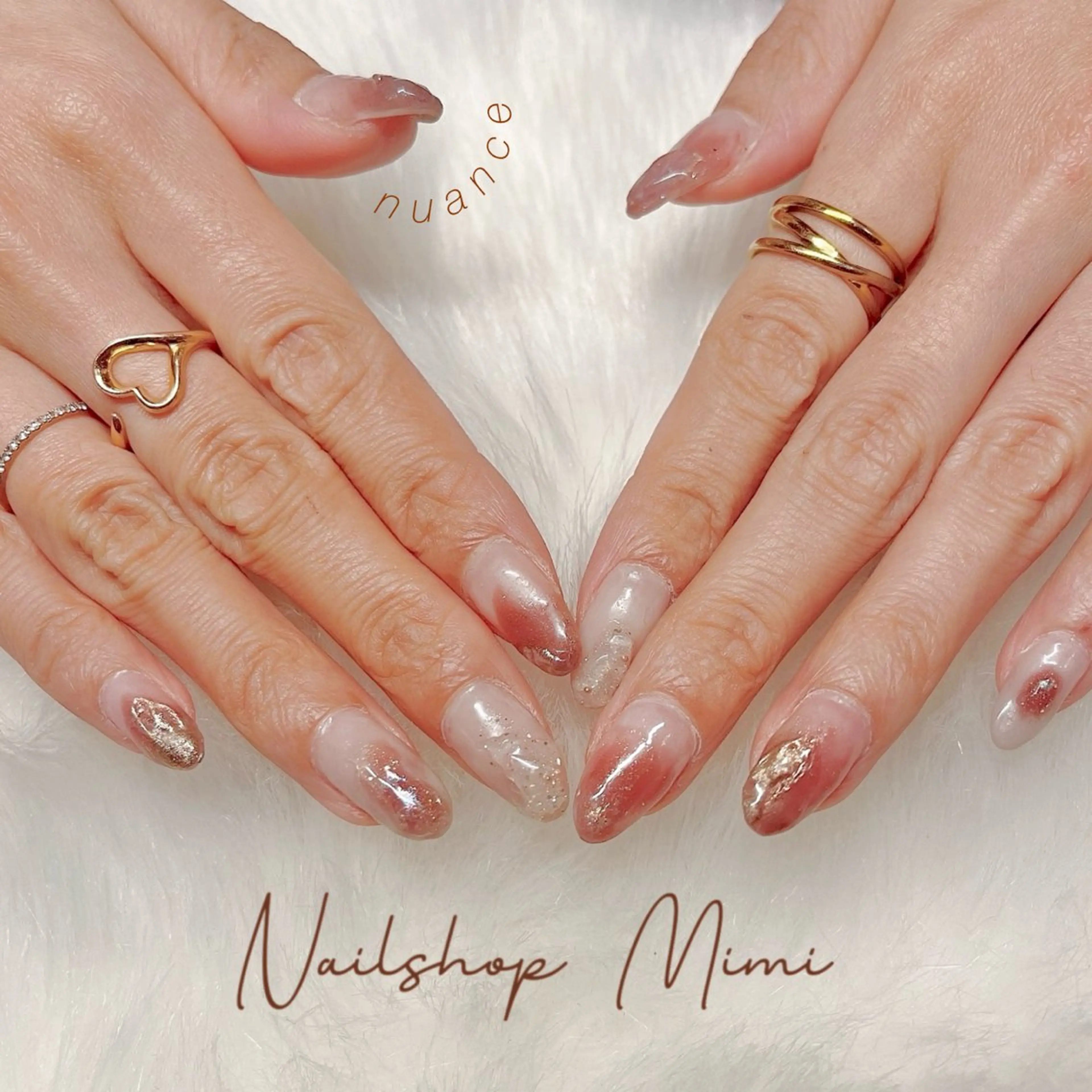 ネイル ミラーネイル ニュアンスネイル ピンク ホワイト ハンドネイル Nailshop Mimiのネイルデザイン