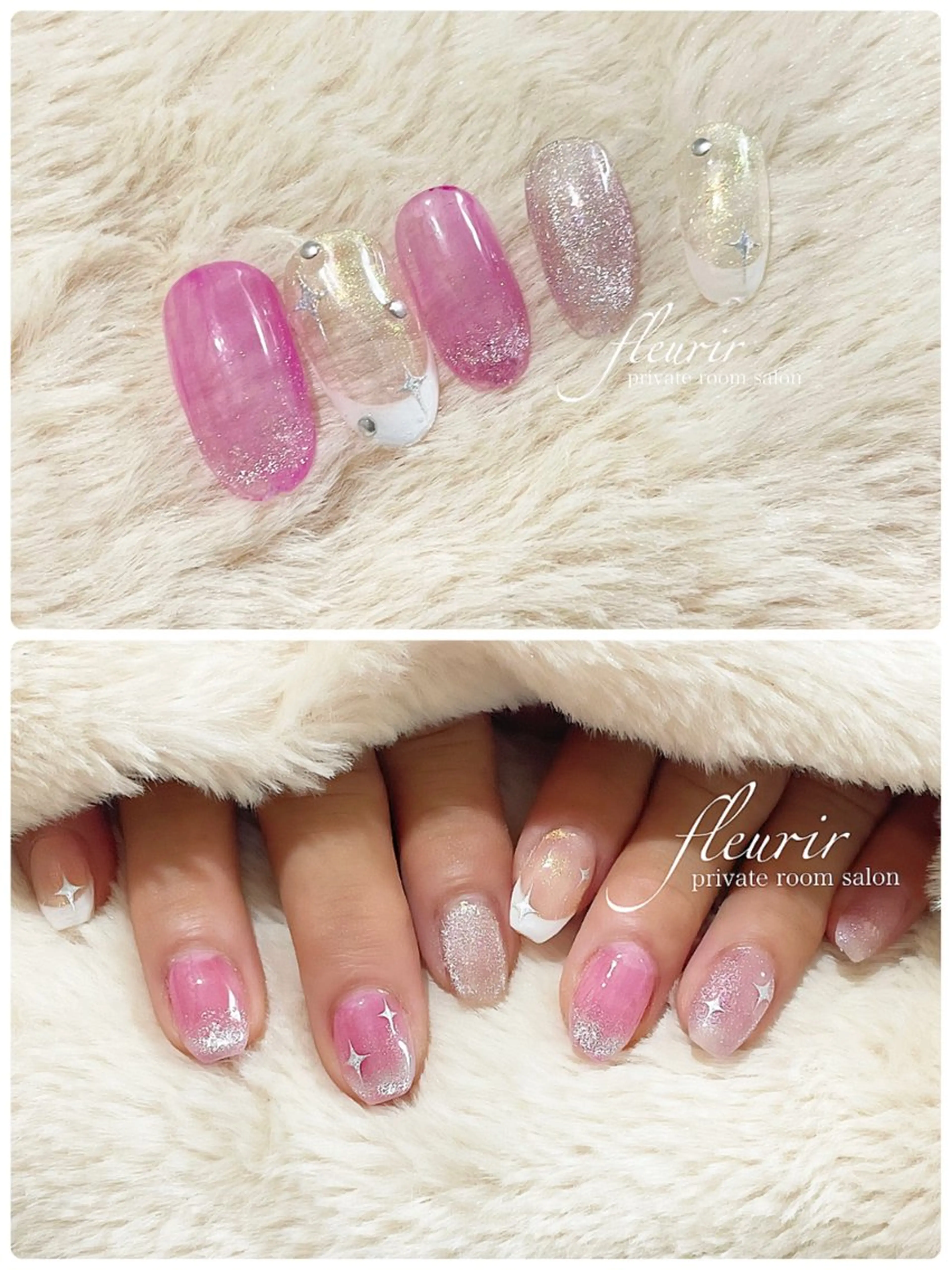 ネイル クリアネイル フレンチネイル マグネットネイル マグネットフレンチ マグネットワンカラー フルリール 【プライベートサロンのネイルデザイン