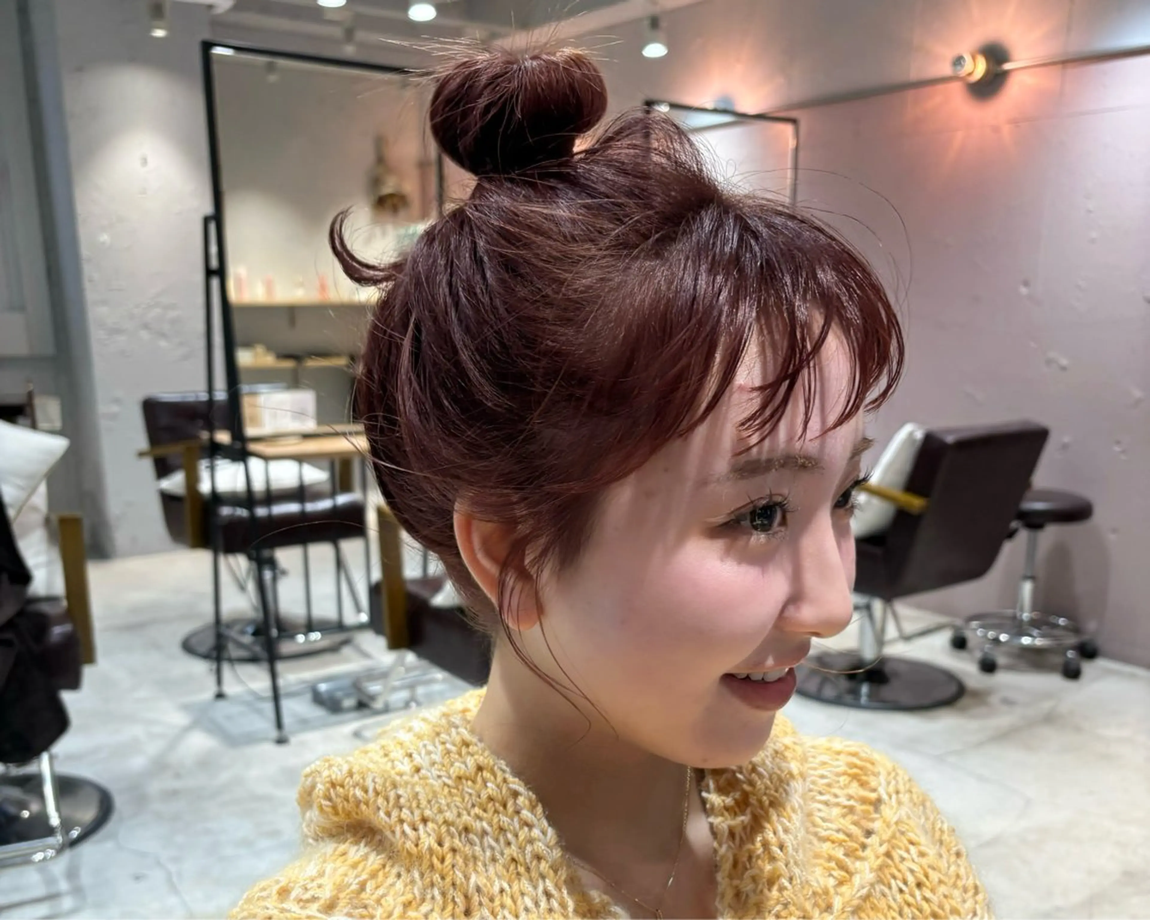 ミディアム カラー カット ヘアカラー トリートメント mei｜顔まわり ×透明感カラーのヘアスタイル