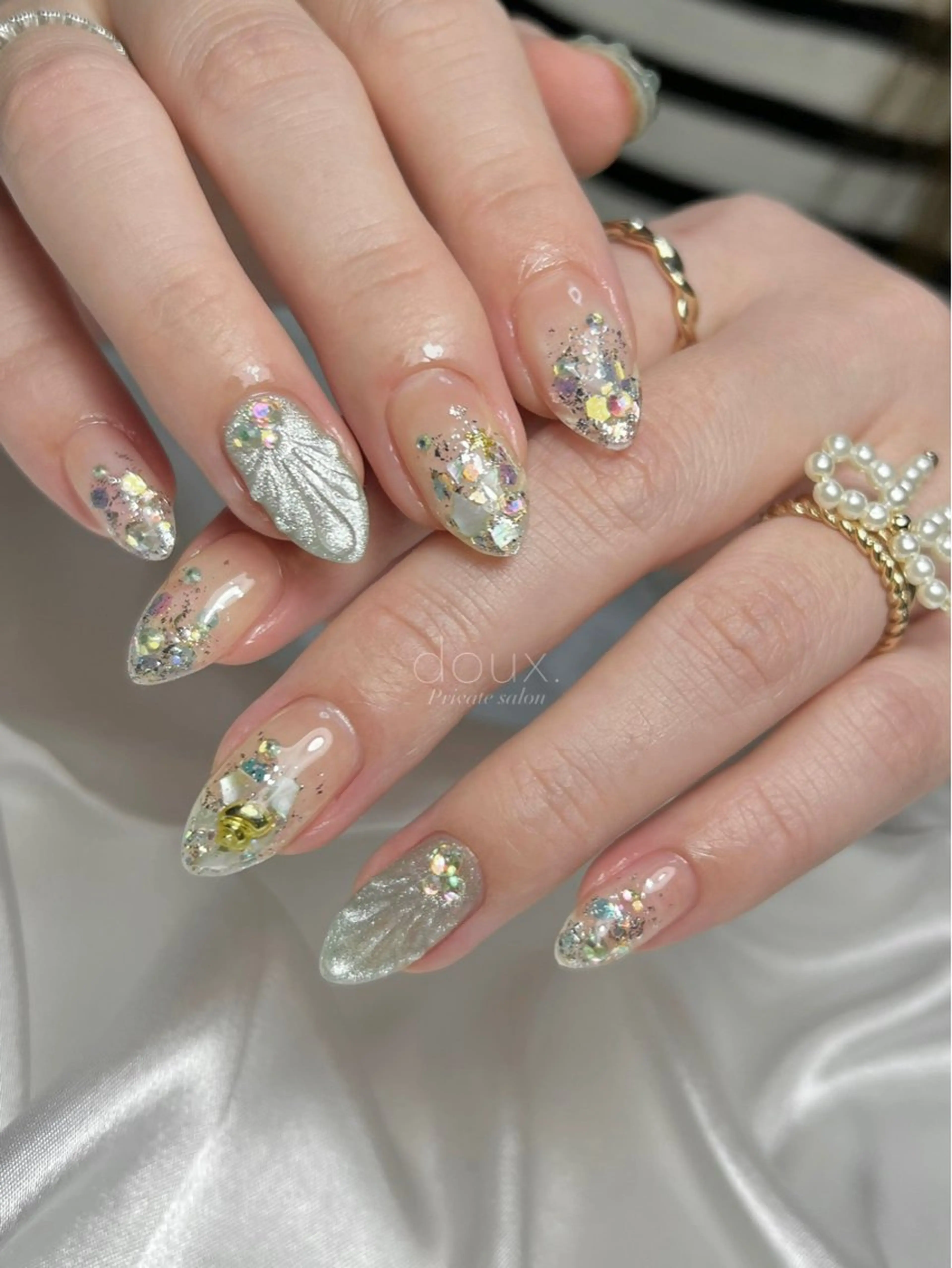 ネイル フラッシュネイル 韓国ネイル マグネットネイル ハンドネイル doux. nailのネイルデザイン