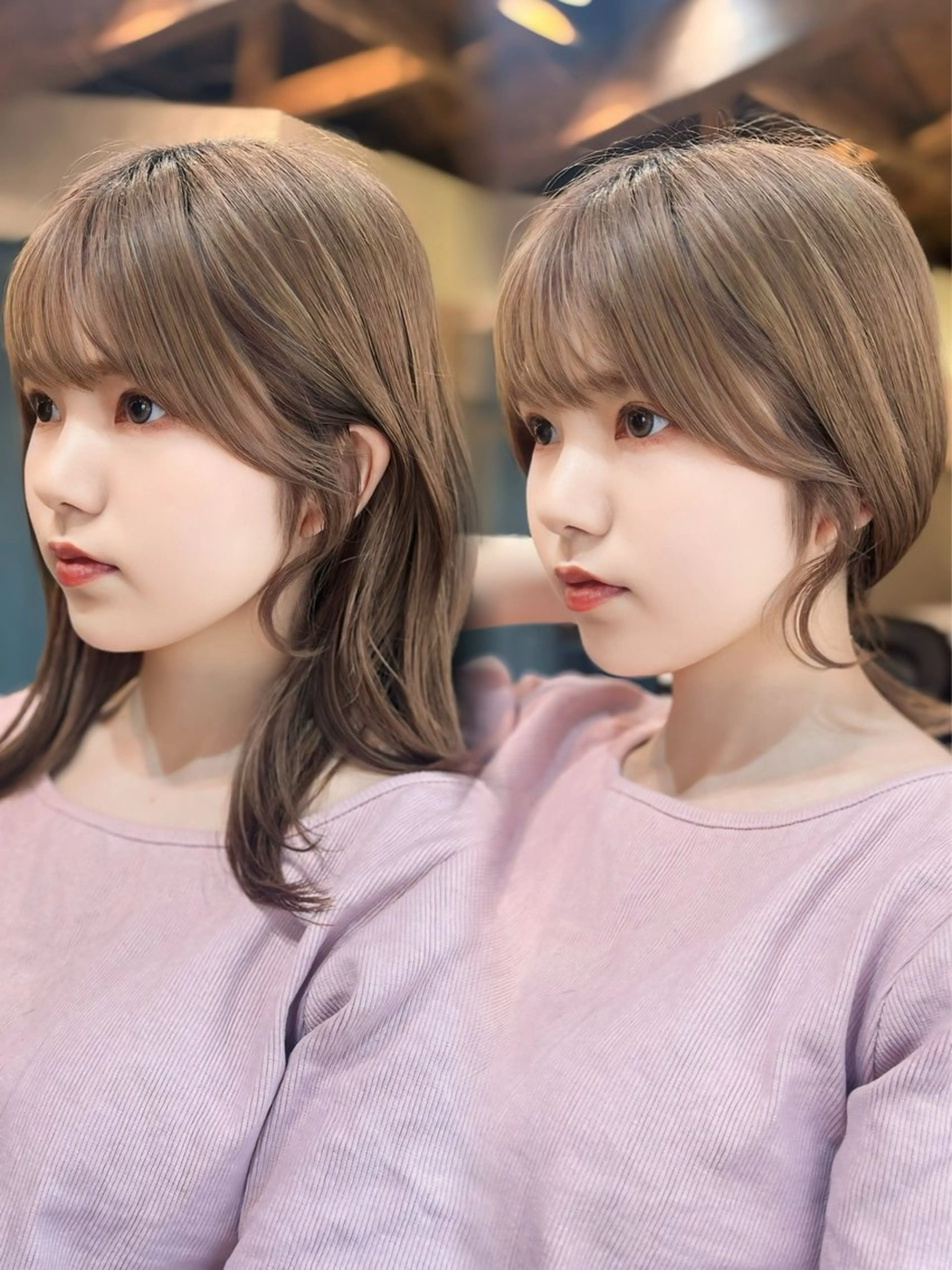 セミロング カラー ヘアアレンジ ベージュカラー 透明感カラー グレージュ イルミナカラー ボブ 顔周りカット× 髪質改善【リョウ】のヘアスタイル