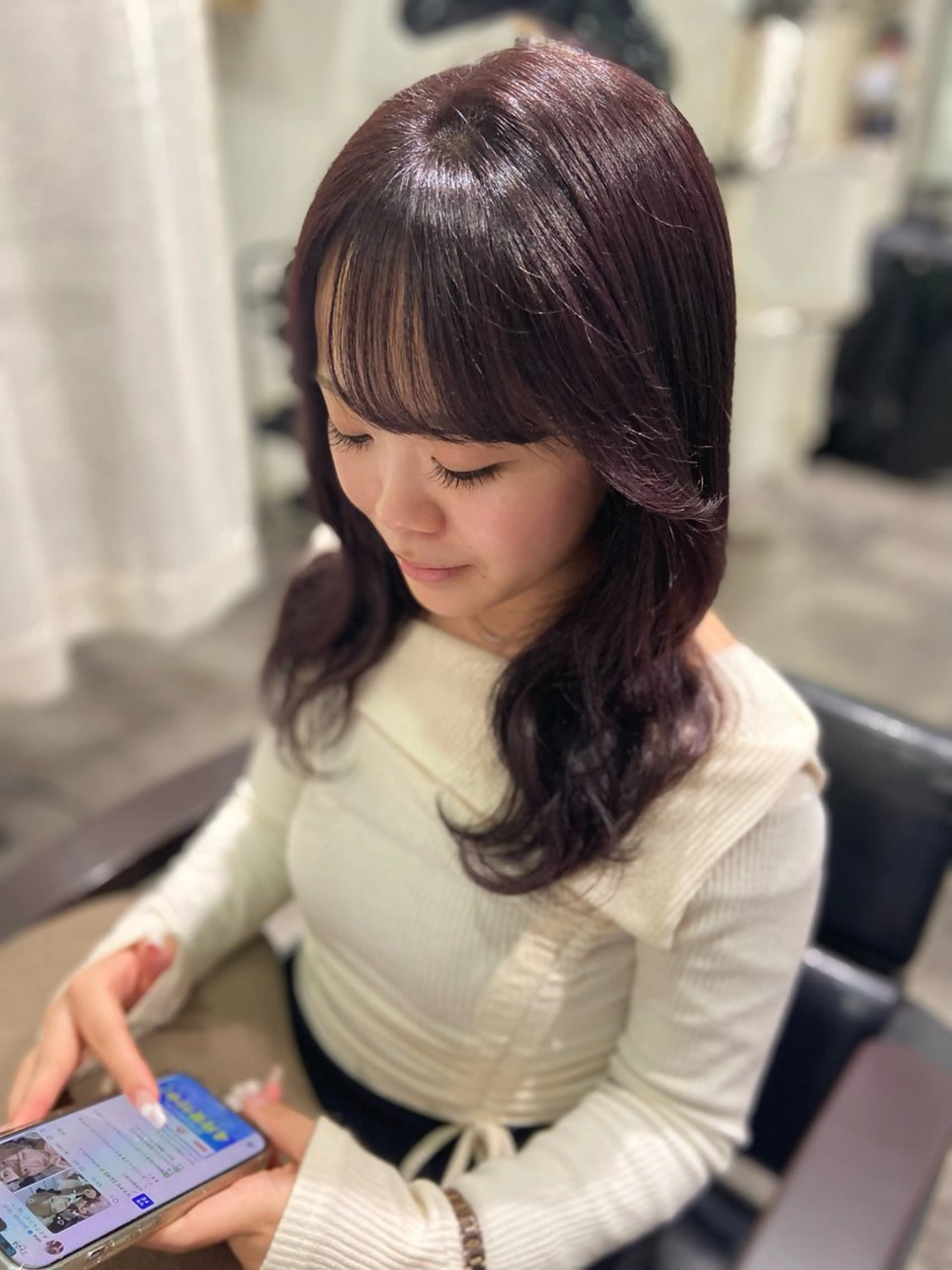 セミロング カラー 透明感カラー ラベンダーカラー ラベンダーピンク ピンクカラー est-r.Fukuoka 福岡博多店所属・arisa/艶カラー /透明感カラーのヘアスタイル