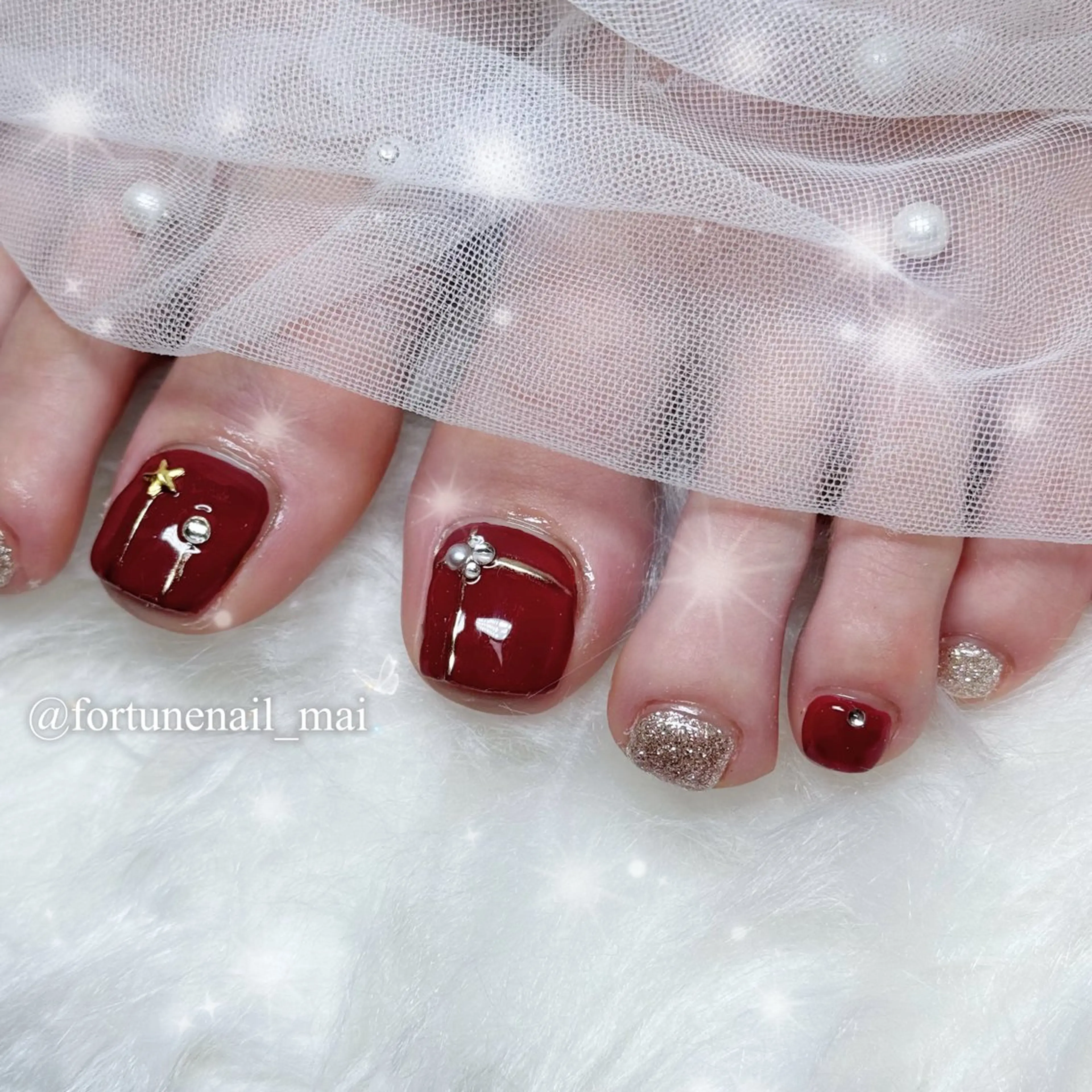 ネイル フットネイル 🎀Mai 🎀12/22空✩⡱のネイルデザイン