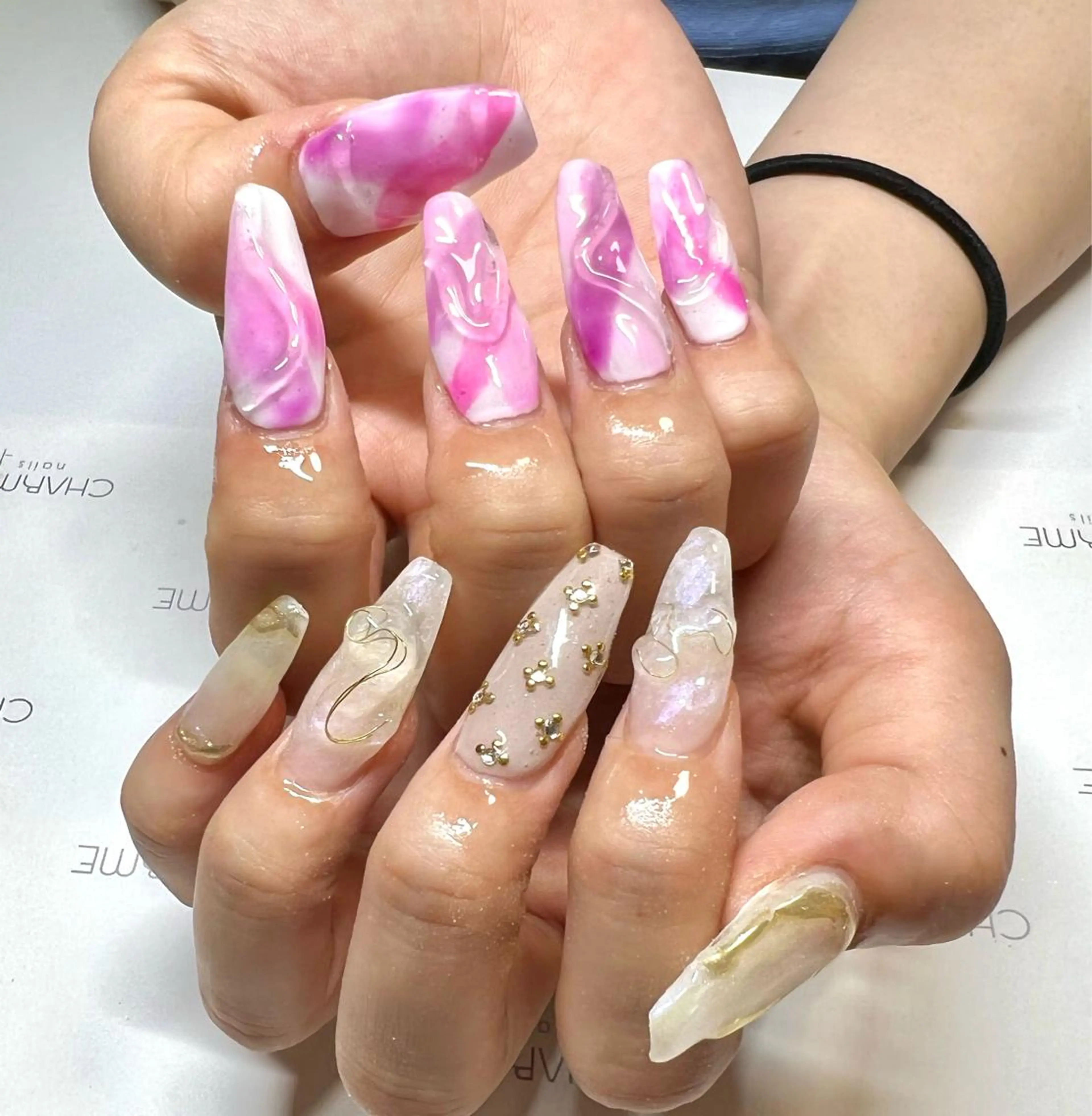 ネイル ロングネイル スーパーロングネイル ハンドネイル CHARME 🤎〔RINA〕のネイルデザイン