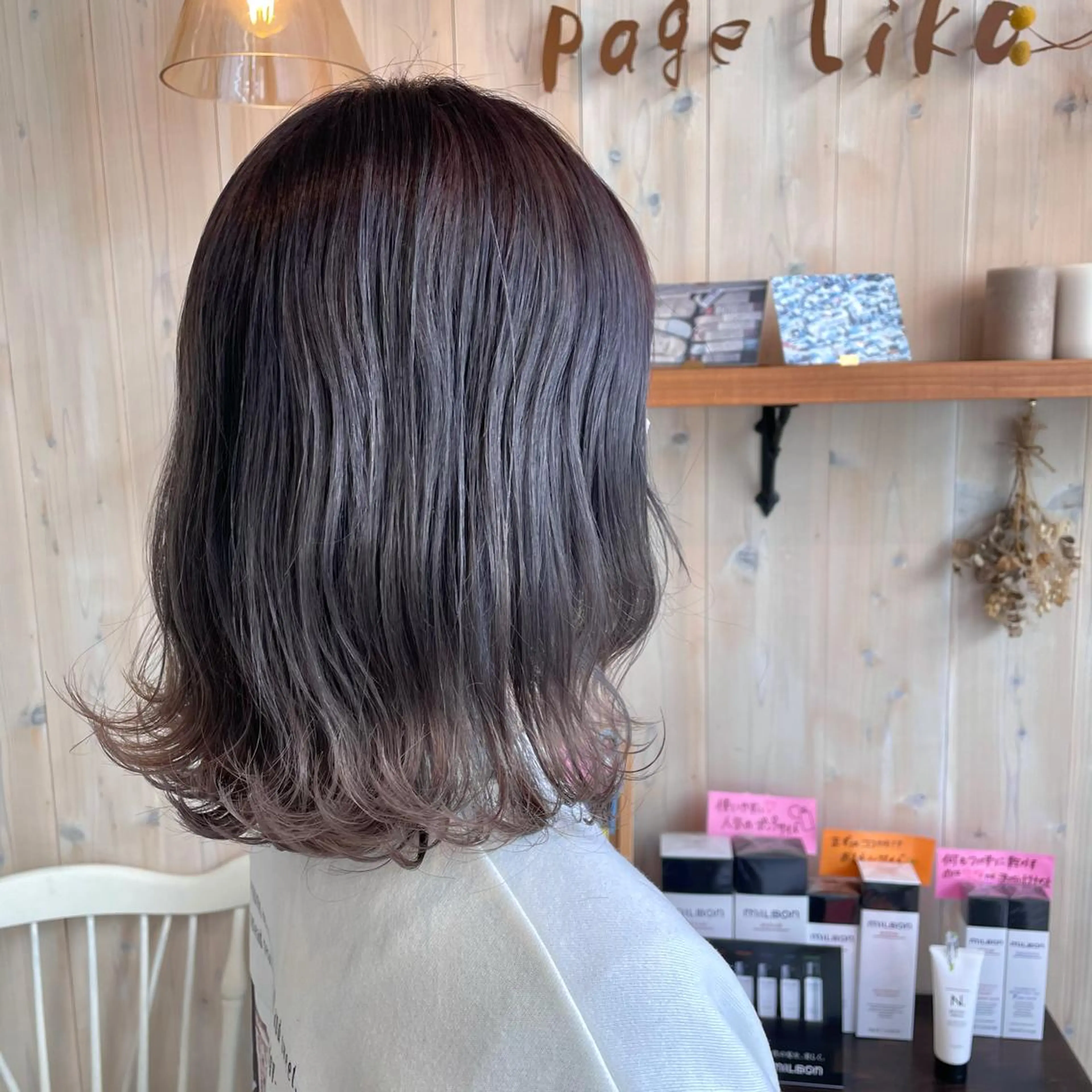 ミディアム カラー ブリーチ パープルカラー 透明感カラー/ 寺田千雅子のヘアスタイル