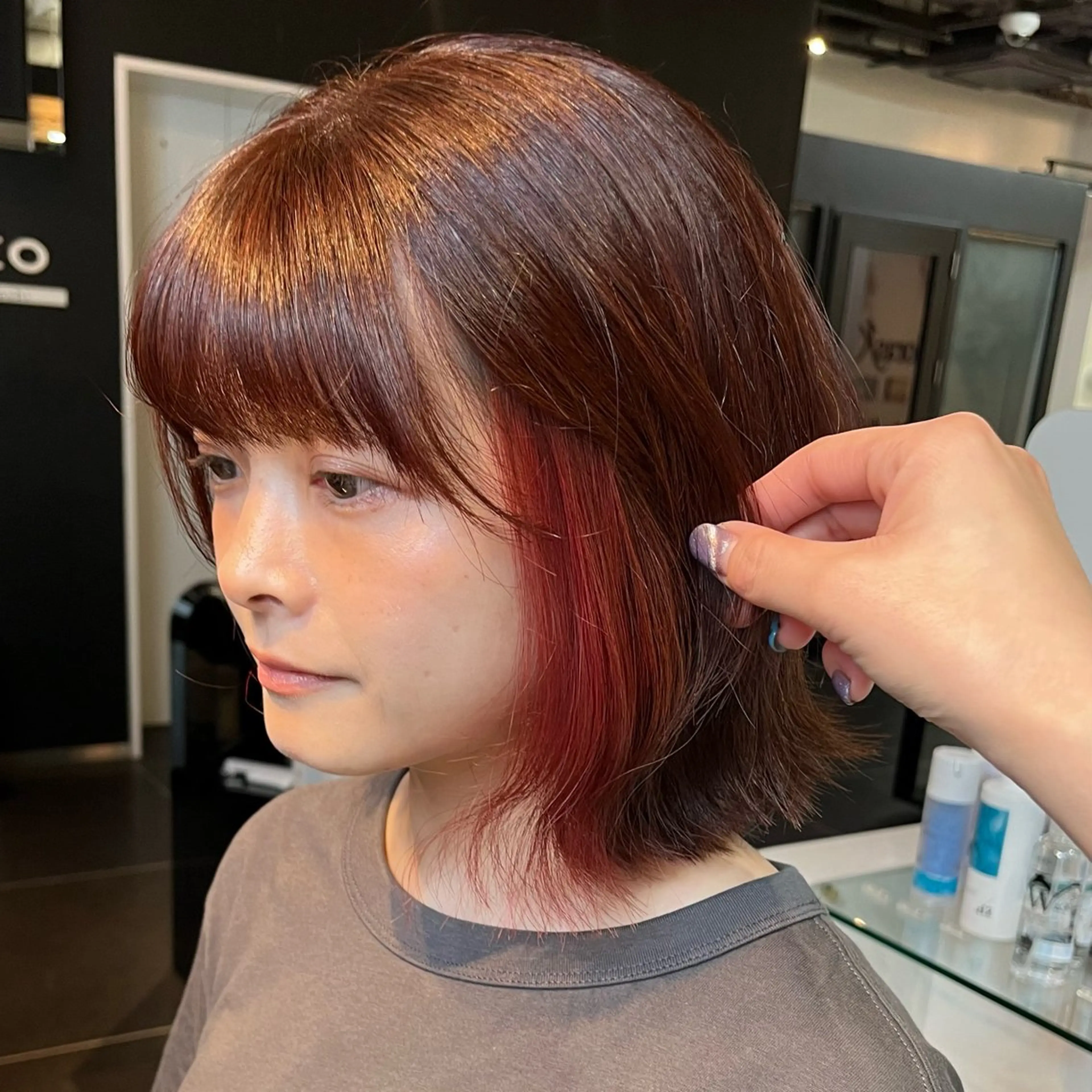 ショート カラー ブリーチ ピンクカラー ヘアカラー trico心斎橋 ナツミのヘアスタイル