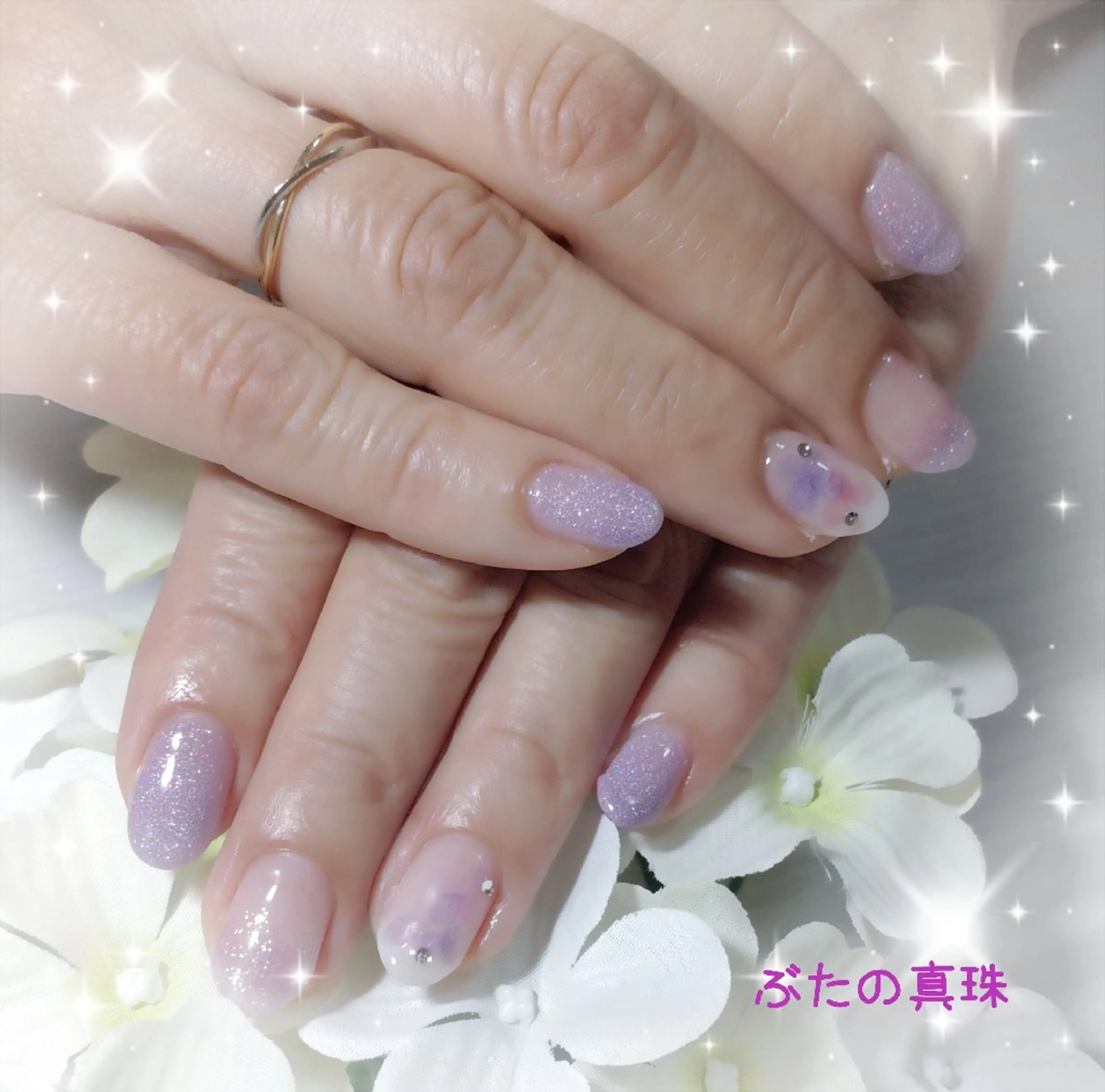 ネイル キラキラネイル パープル ハンドネイル 林 珠里のネイルデザイン