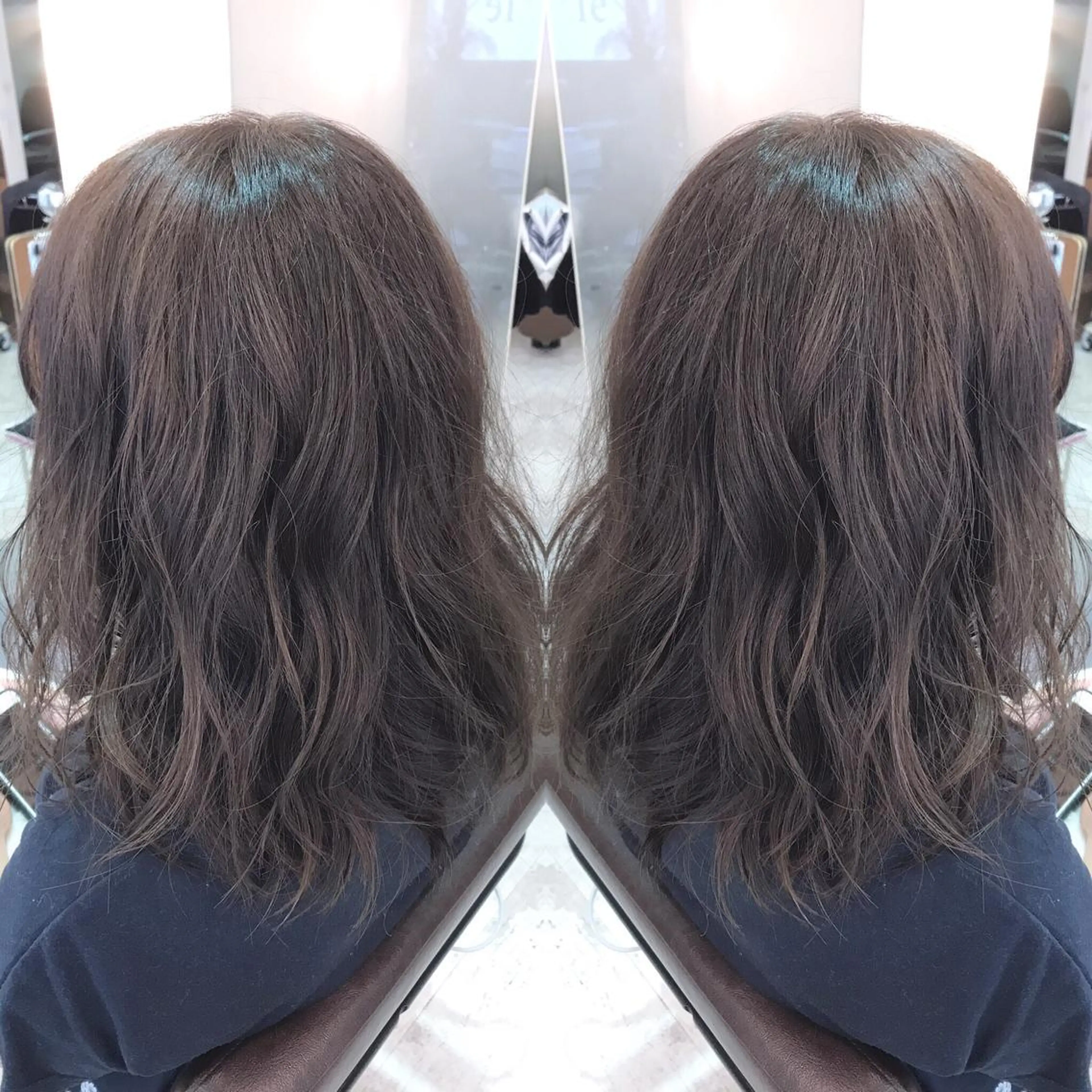 セミロング カラー グレージュ イルミナカラー 青木 茂樹⭐️ 透明感カラーのヘアスタイル