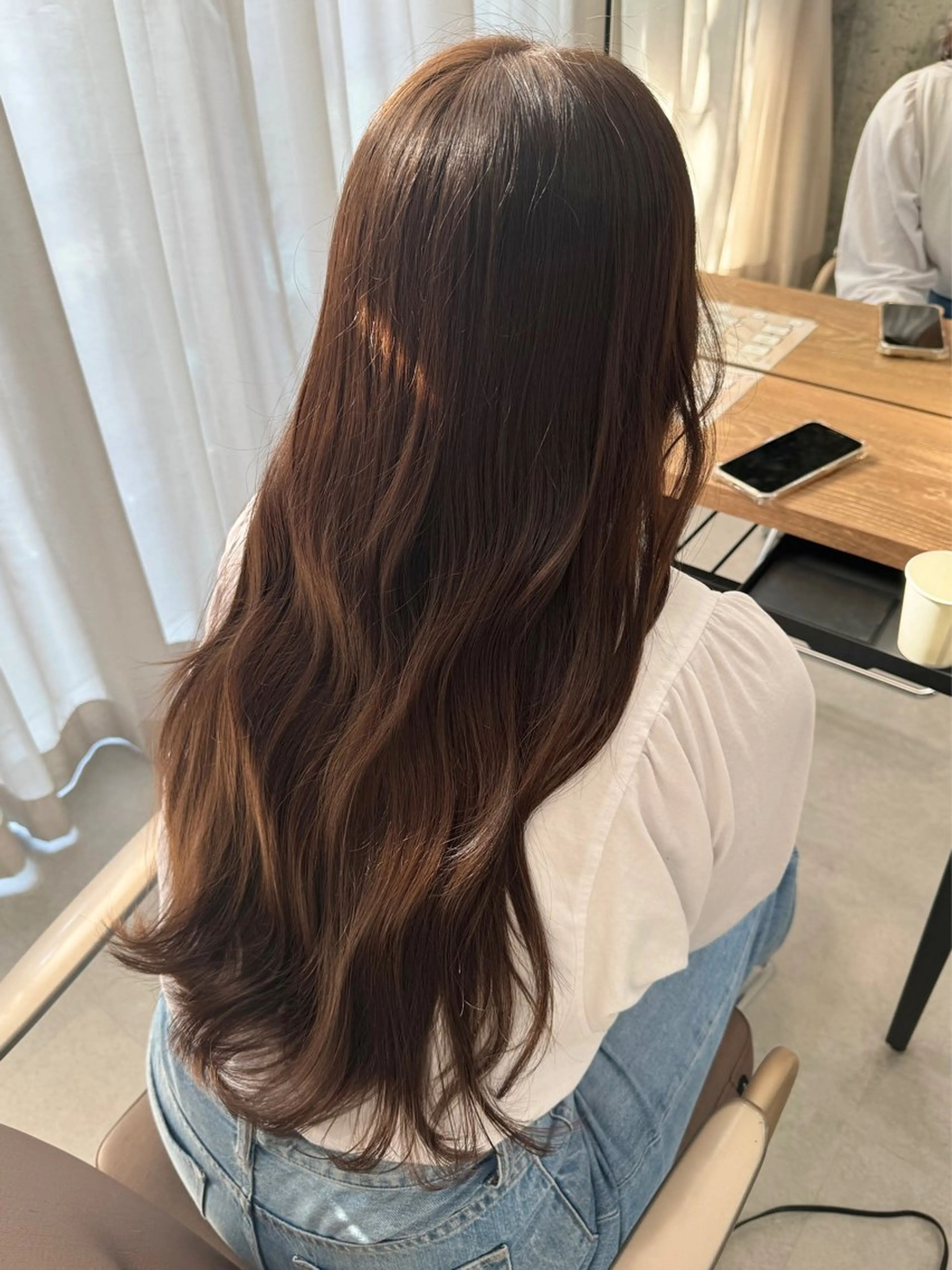 ロング 切りっぱなしボブ/ ブリーチカラー/大塚のヘアスタイル