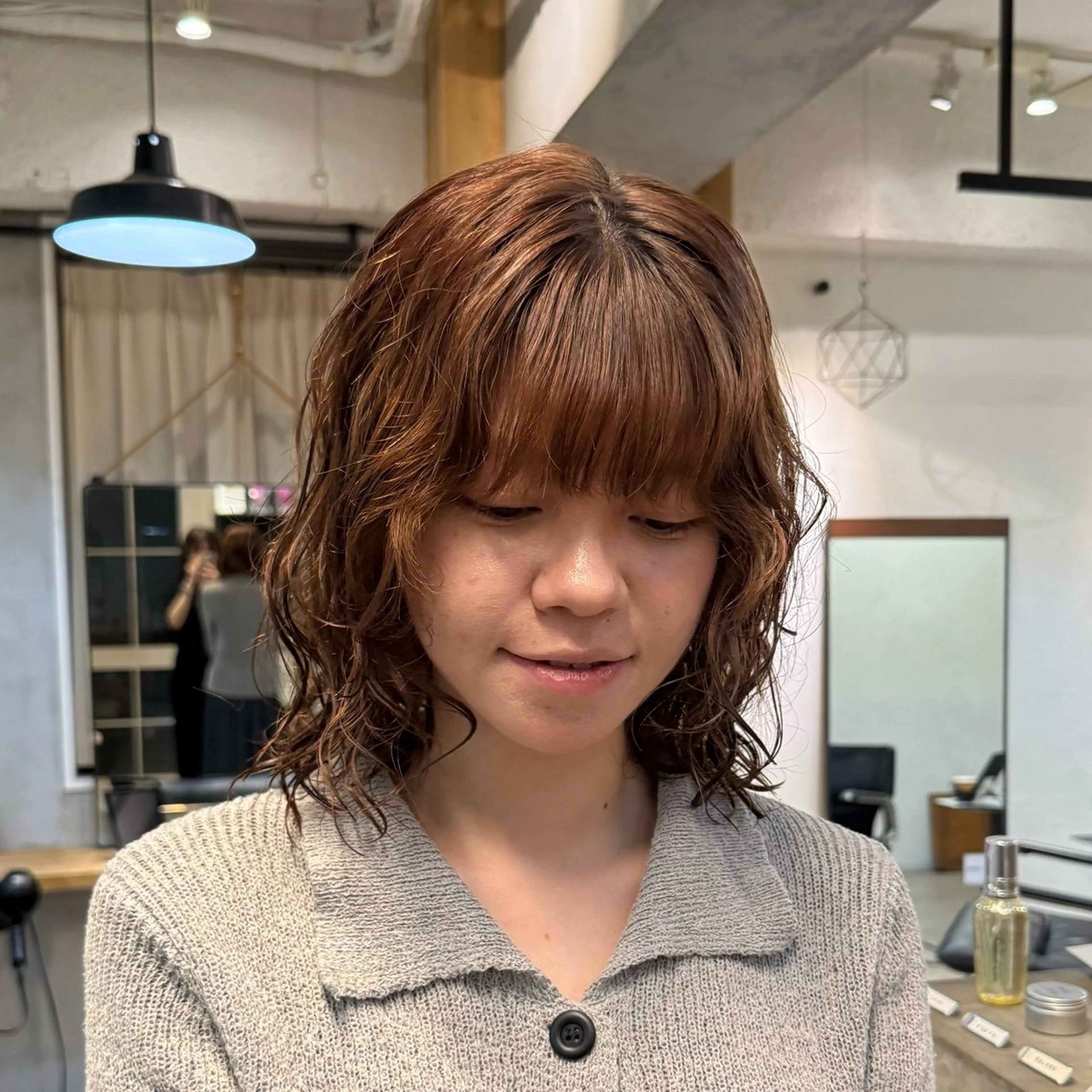 ミディアム パーマ カット パーマ トリートメント Lomalia もえかのヘアスタイル