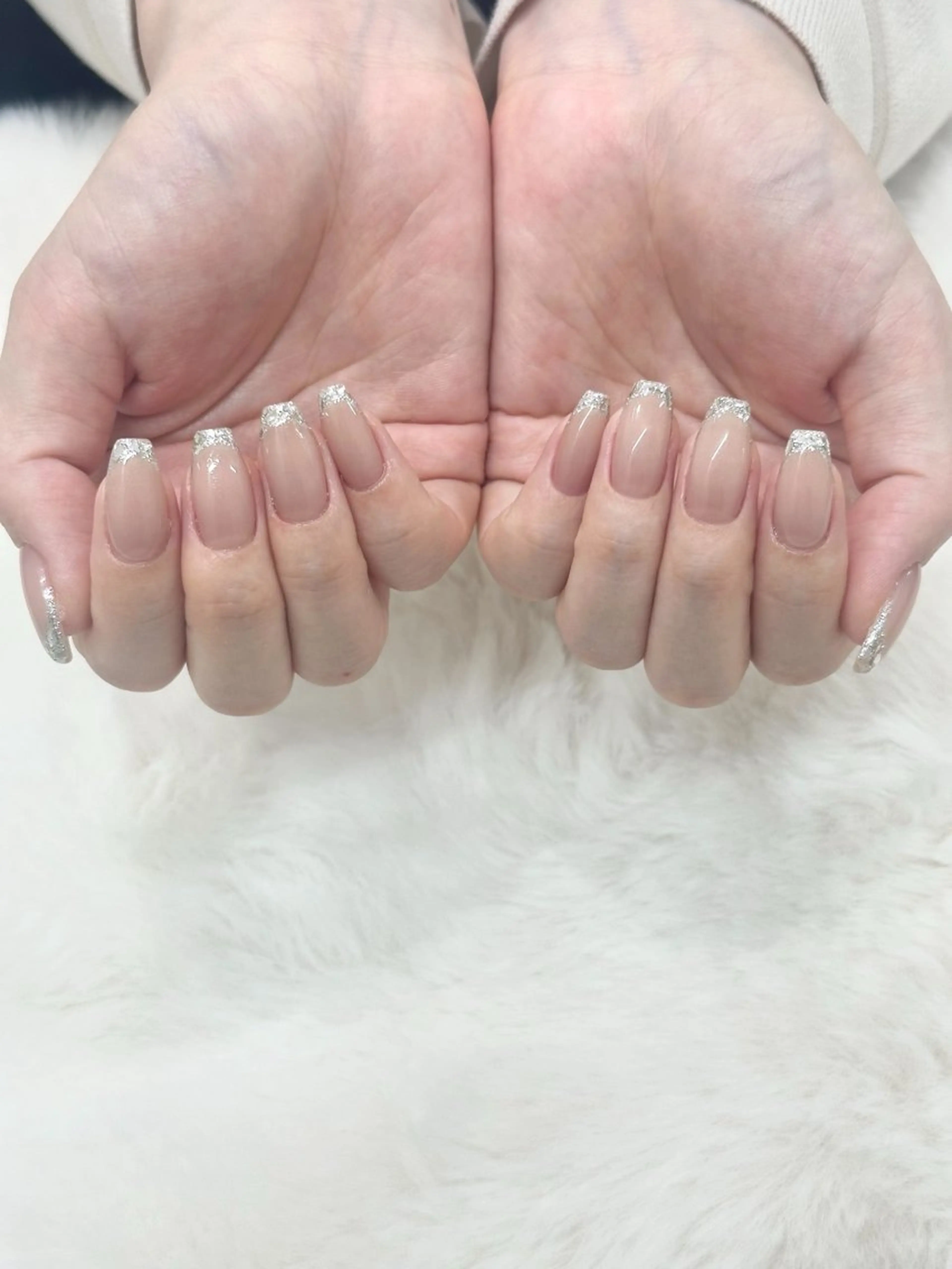 ガラスフレンチネイル(オフあり+500)の写真