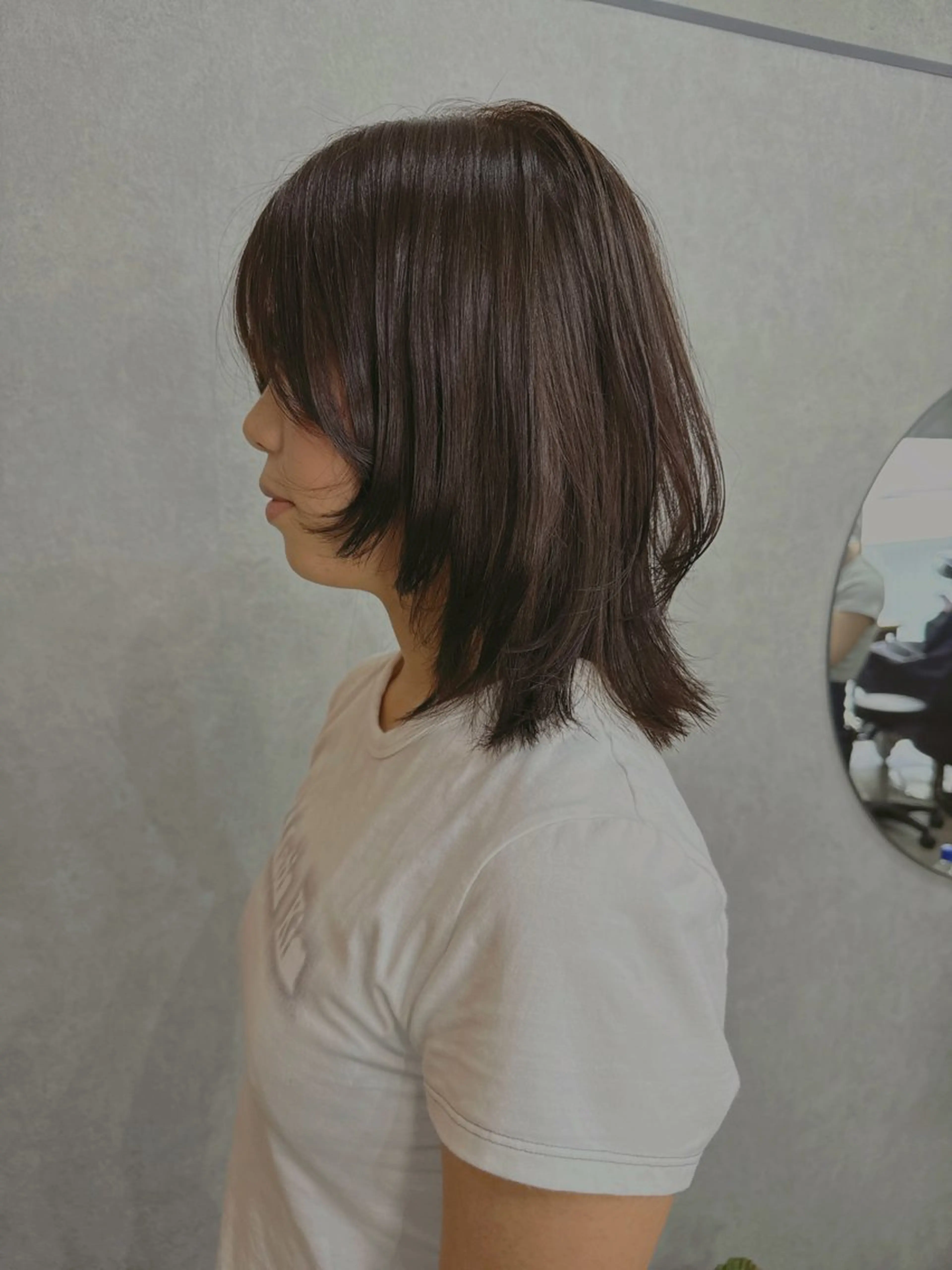 ミディアム カラー ボブレイヤー ボブ レイヤーカット AIRI layer cut hairのヘアスタイル